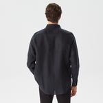 Nautica Erkek Siyah Classic Fit Uzun Kollu Keten Gömlek