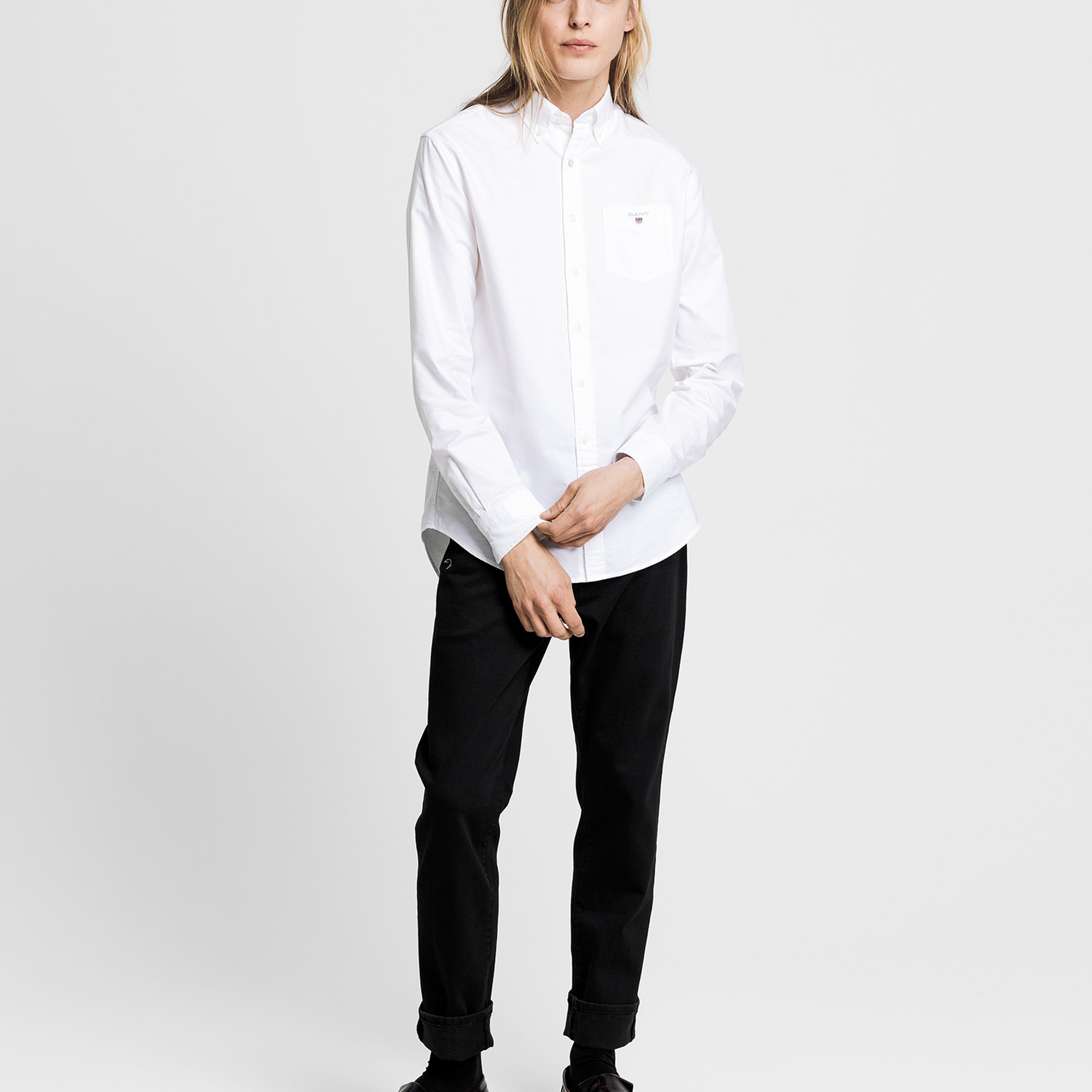 GANT Erkek Beyaz Regular Fit Düğmeli Yaka Oxford Gömlek