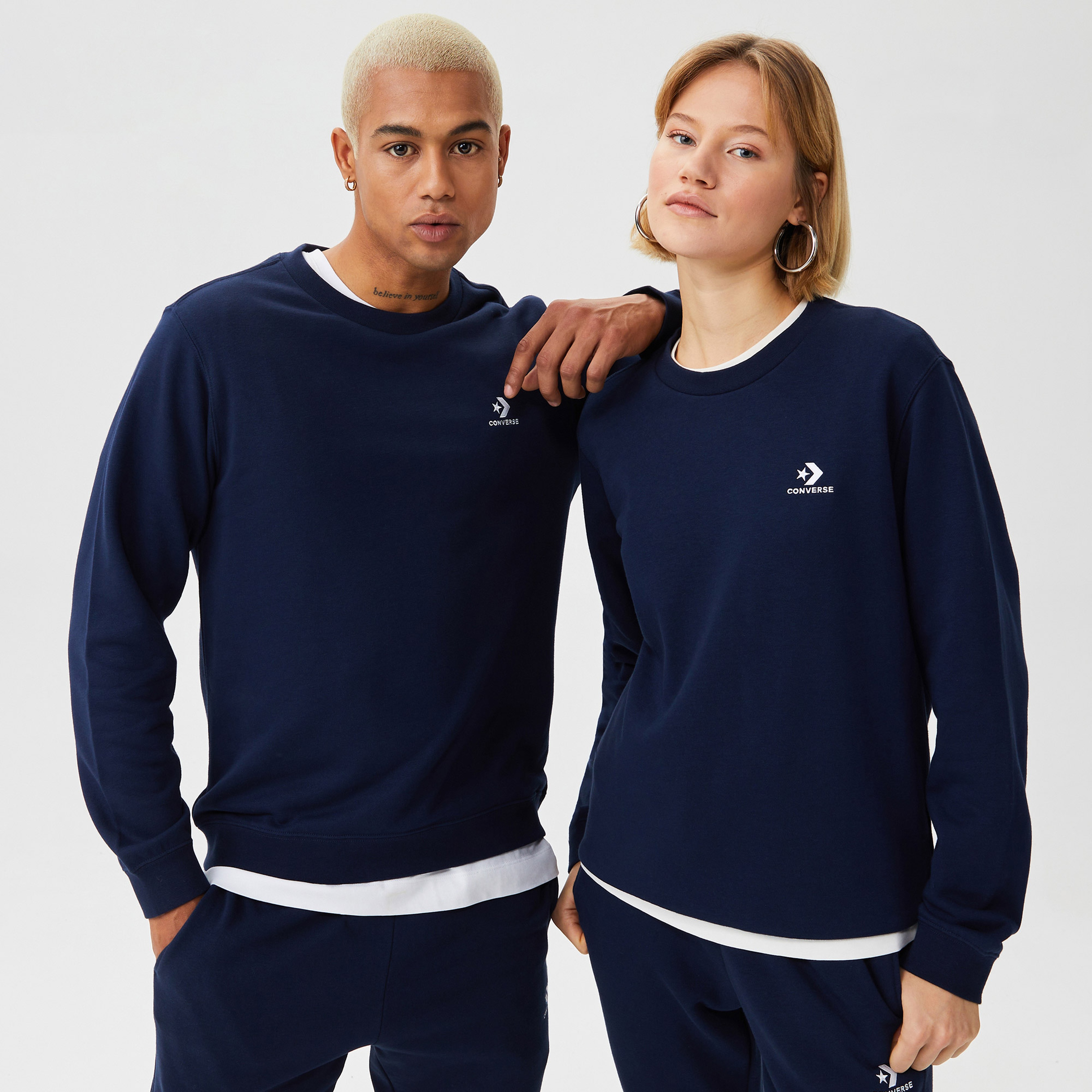 Converse Go-To Embroidered Star Chevron Unisex Lacivert Sweatshirt