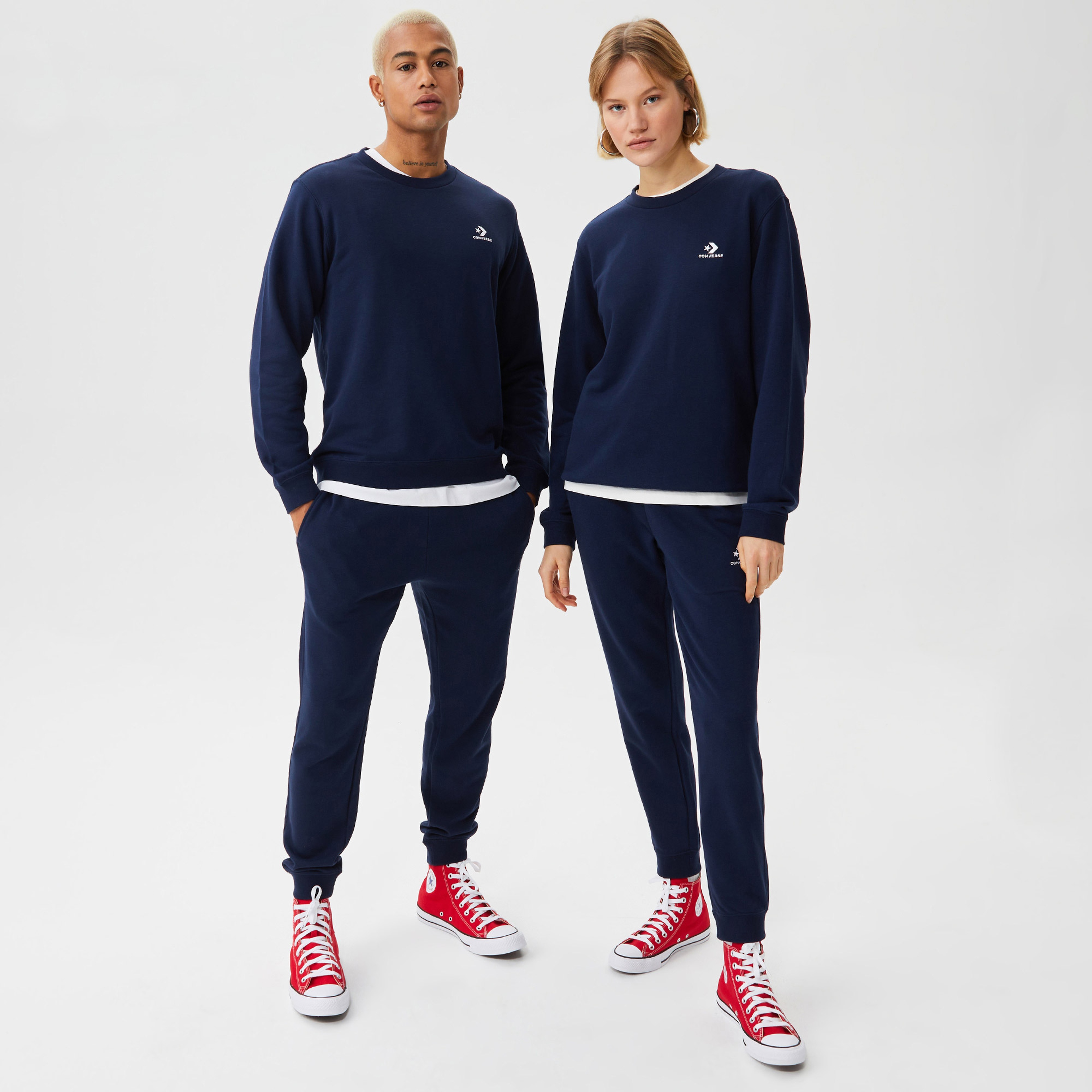 Converse Go-To Embroidered Star Chevron Unisex Lacivert Sweatshirt