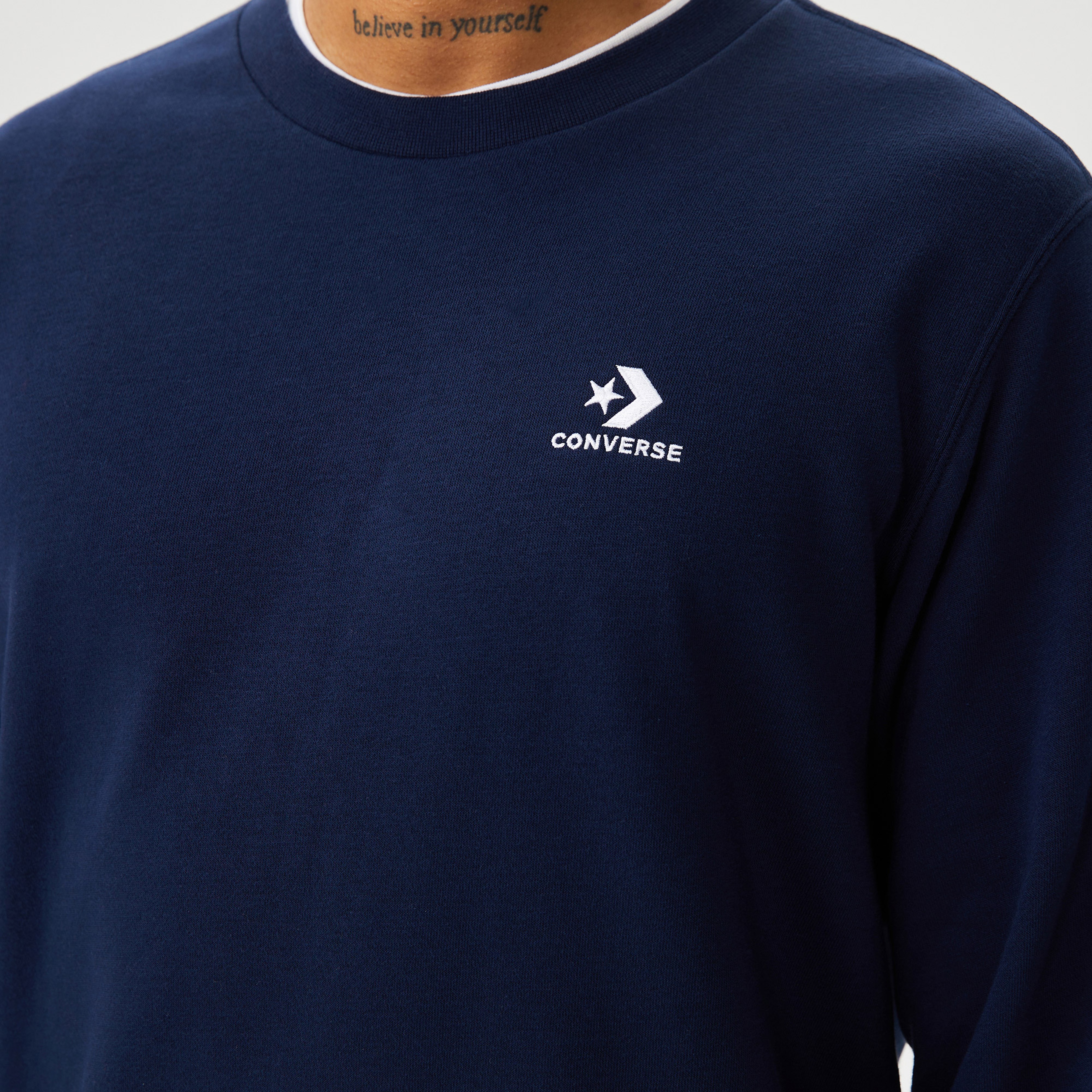 Converse Go-To Embroidered Star Chevron Unisex Lacivert Sweatshirt