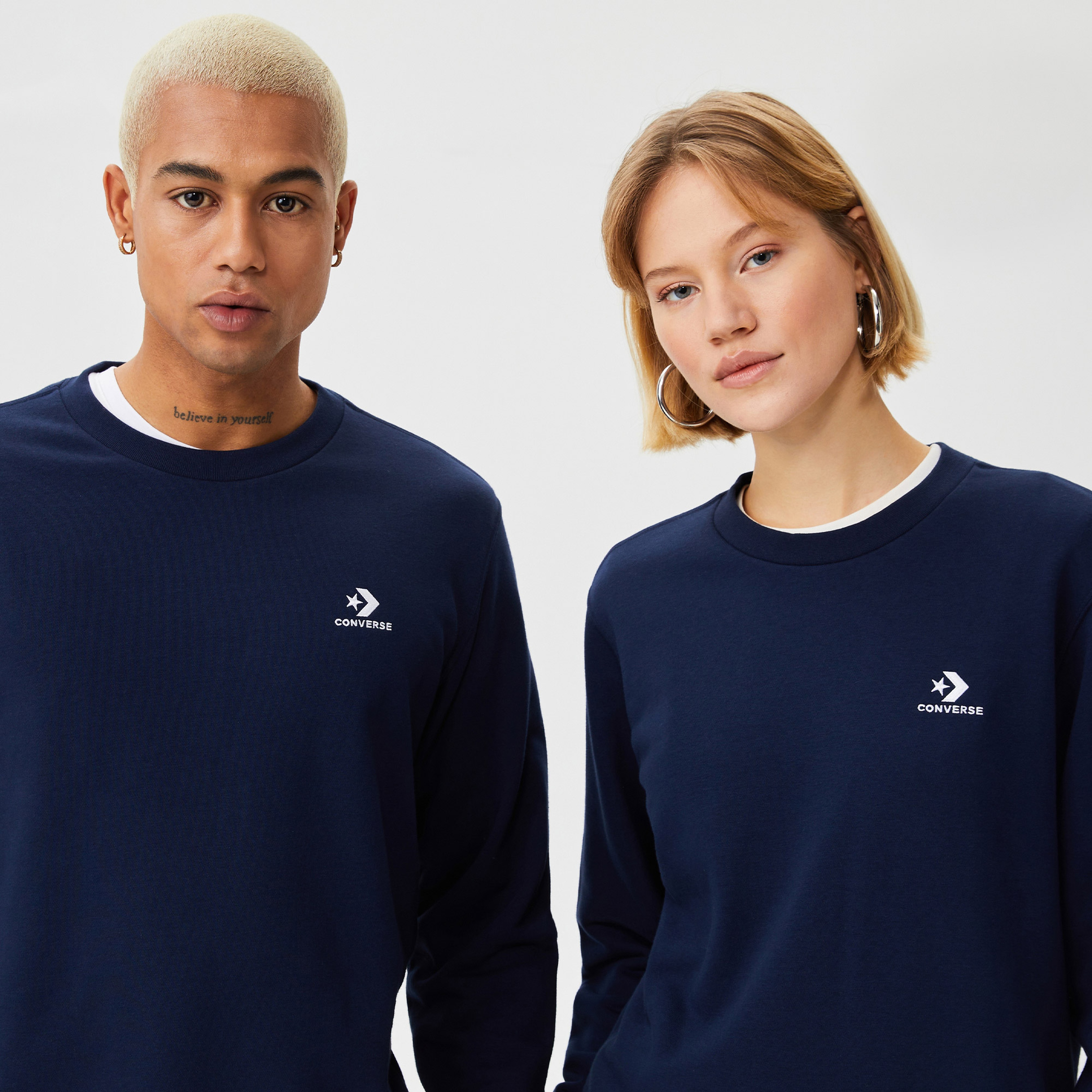 Converse Go-To Embroidered Star Chevron Unisex Lacivert Sweatshirt