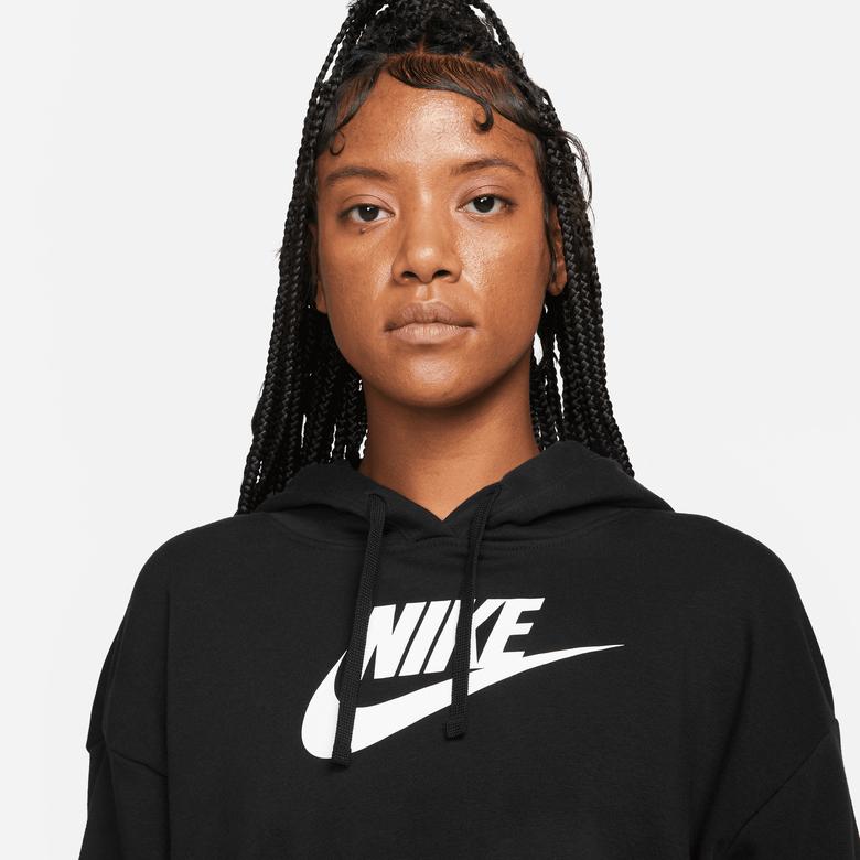 Nike W Nsw Club Flc Gx Crop Hdy Kadın Siyah Sweatshirt