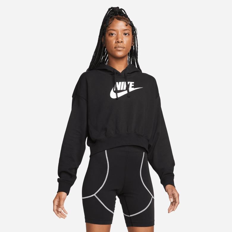 Nike W Nsw Club Flc Gx Crop Hdy Kadın Siyah Sweatshirt