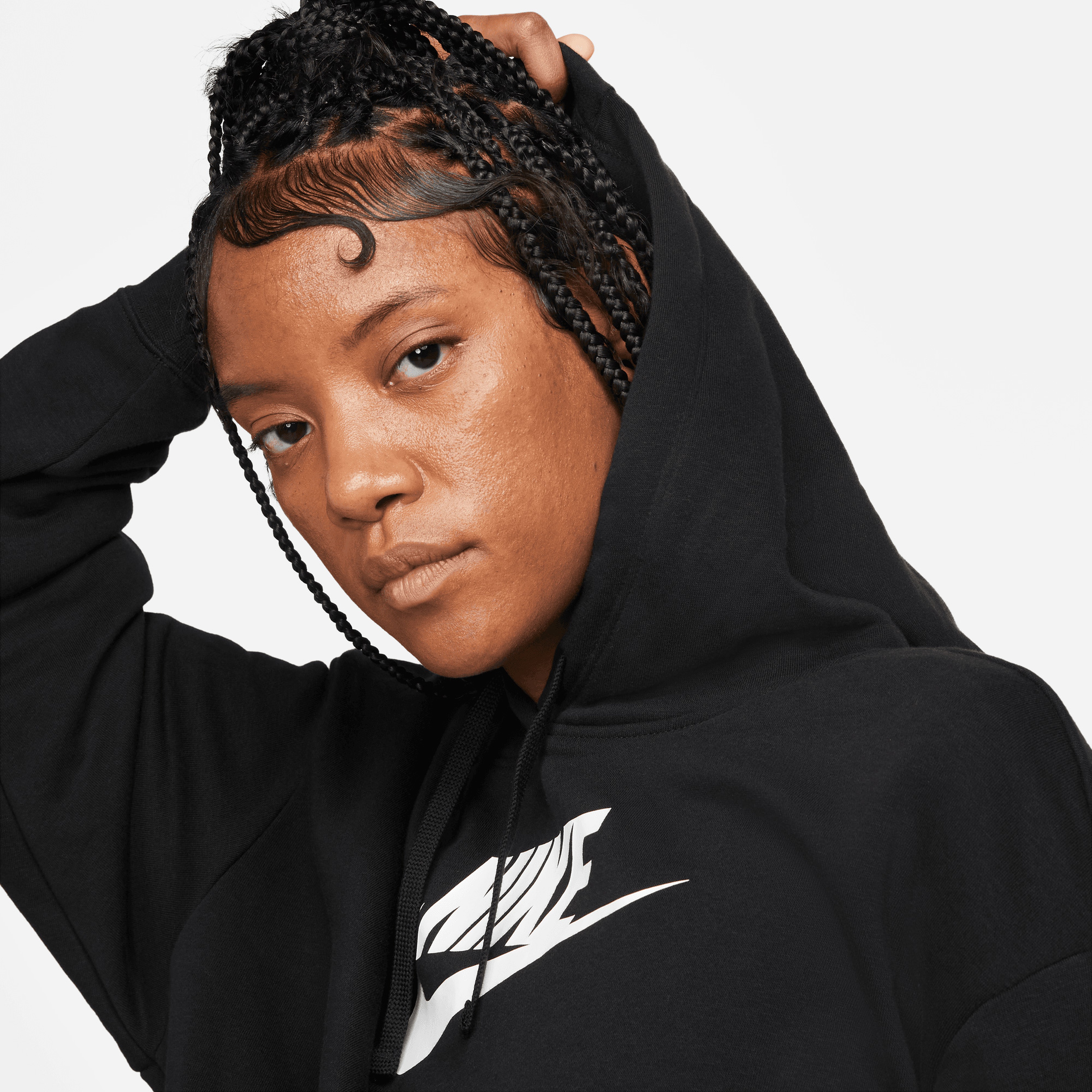 Nike W Nsw Club Flc Gx Crop Hdy Kadın Siyah Sweatshirt