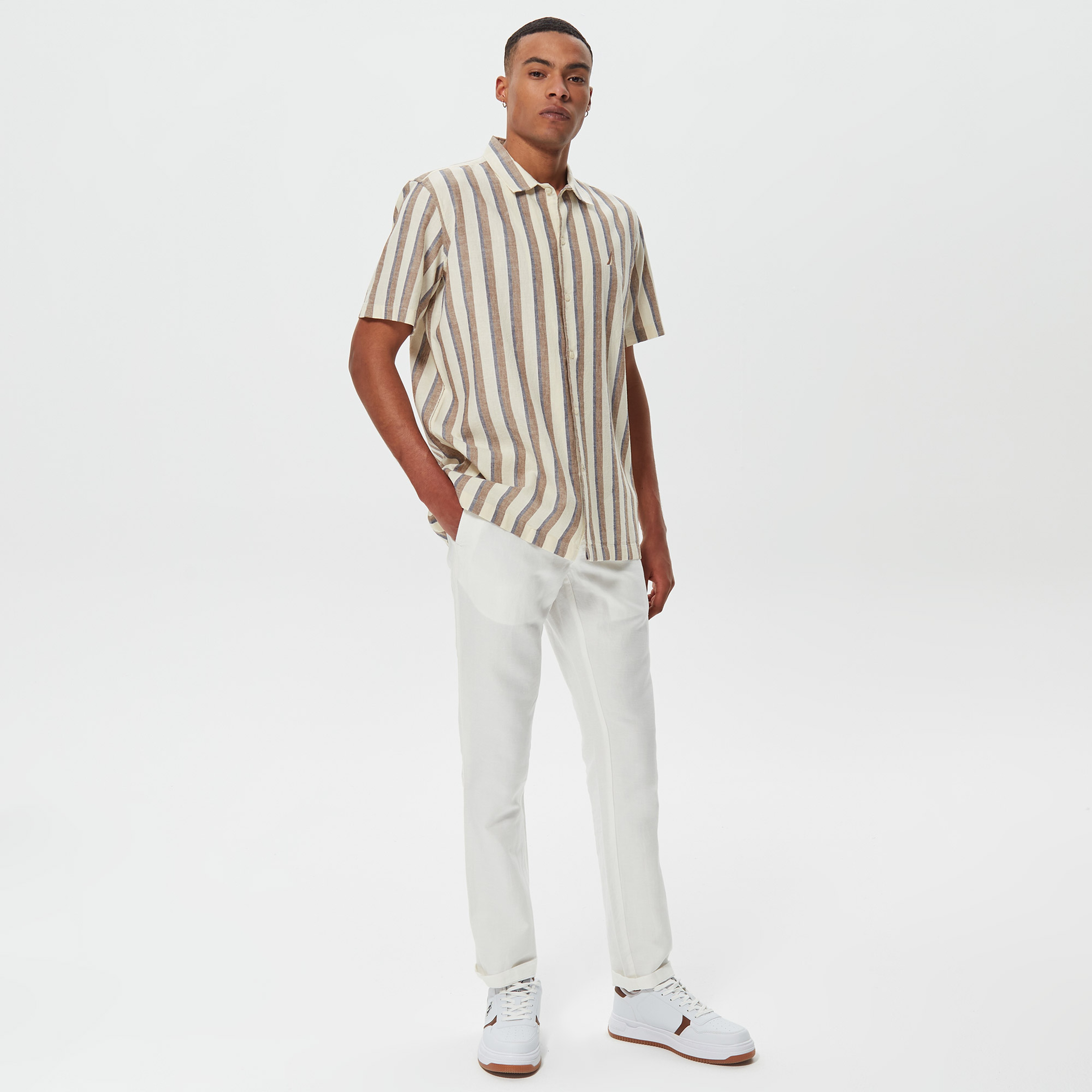 NAUTICA ERKEK CLASSIC FIT KIRIK BEYAZ PANTOLON