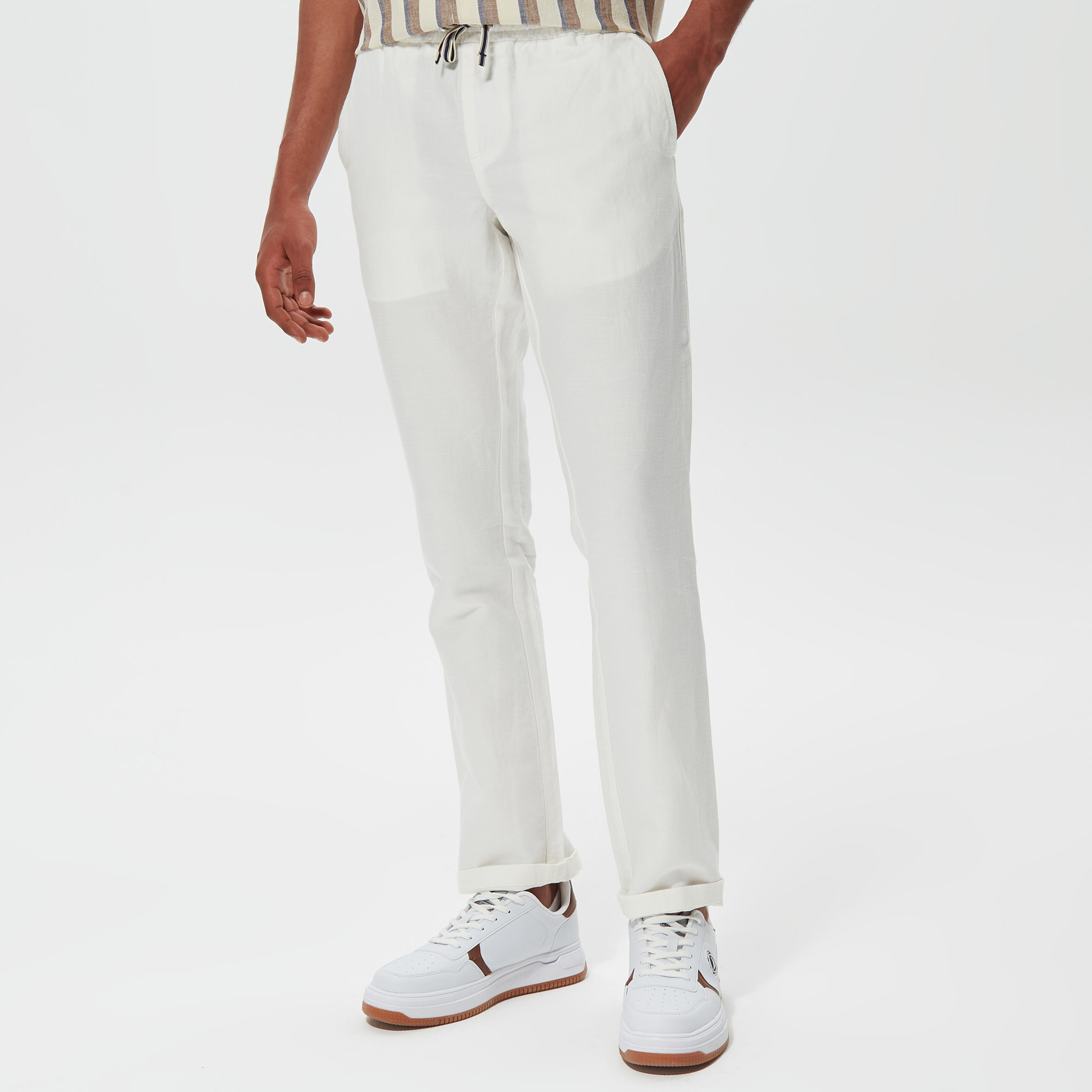 NAUTICA ERKEK CLASSIC FIT KIRIK BEYAZ PANTOLON