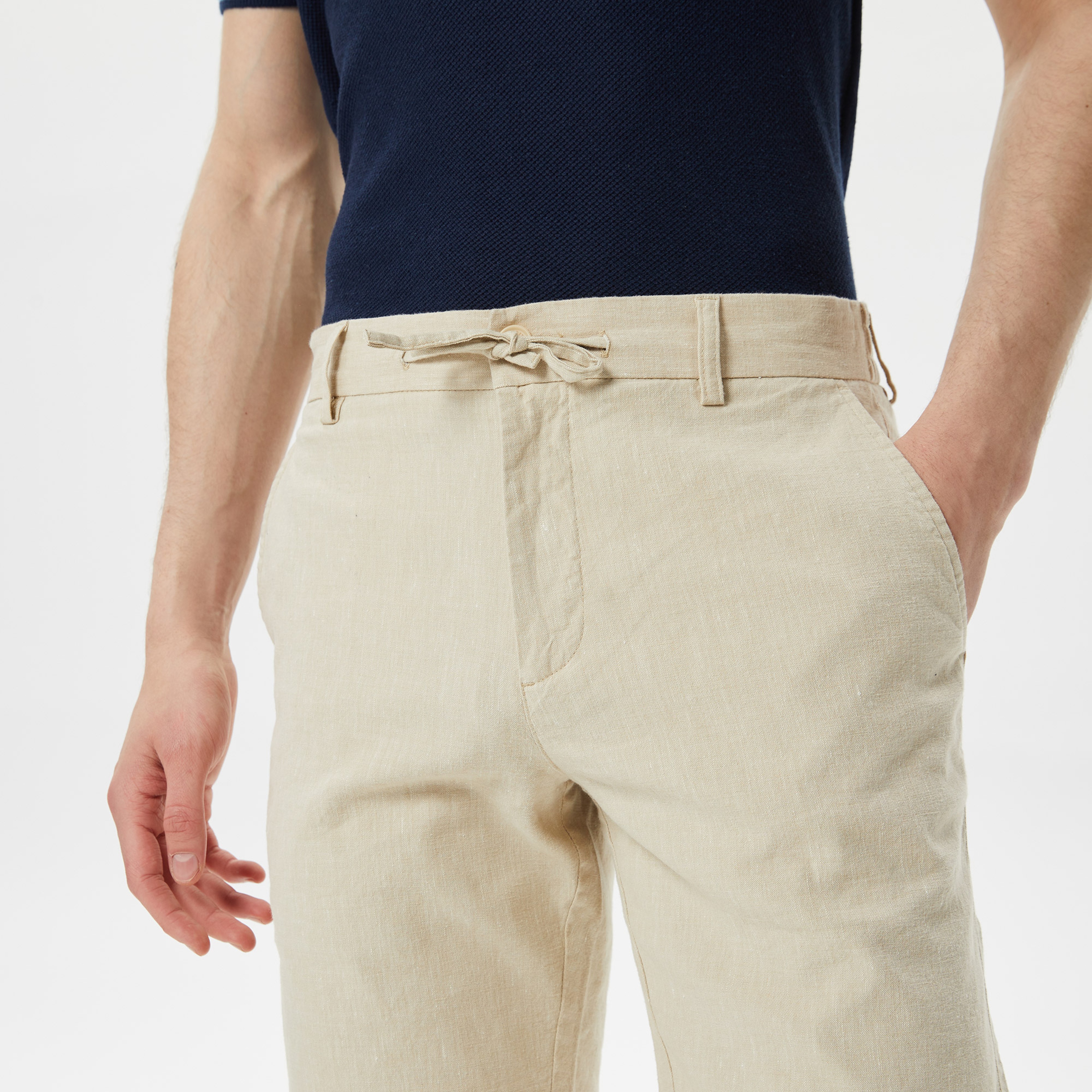 Erkek Regular Fit Bej Bermuda