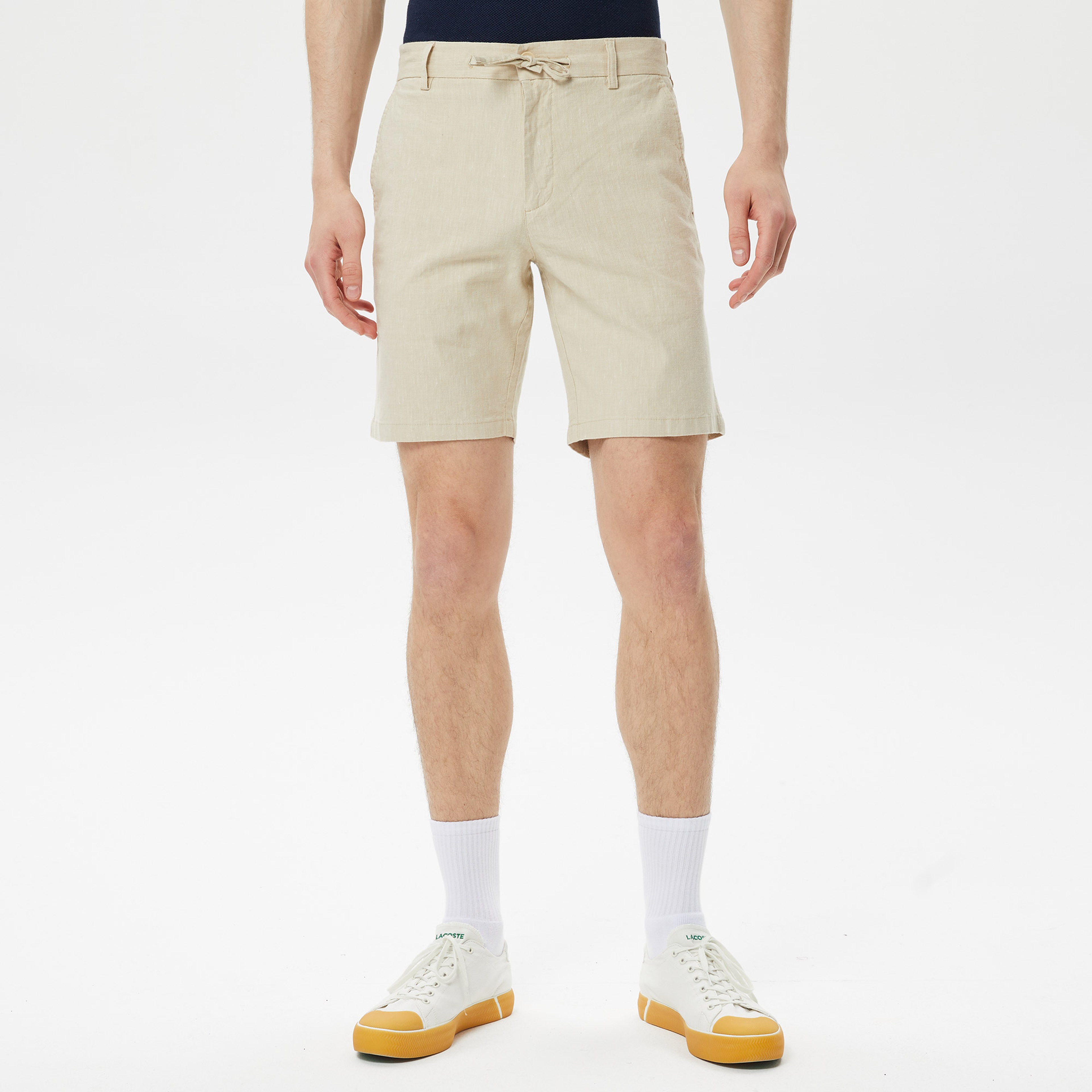 Erkek Regular Fit Bej Bermuda