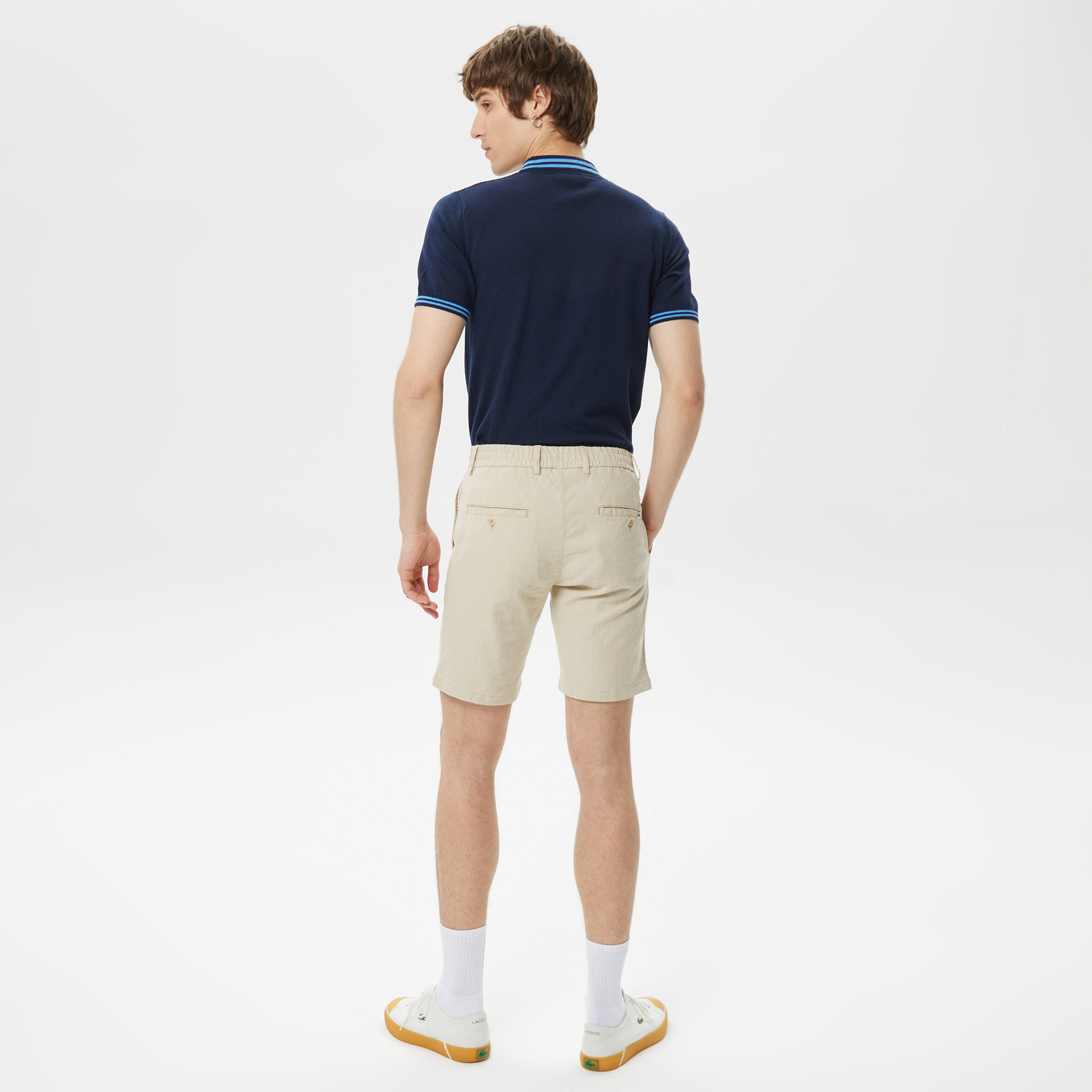 Erkek Regular Fit Bej Bermuda