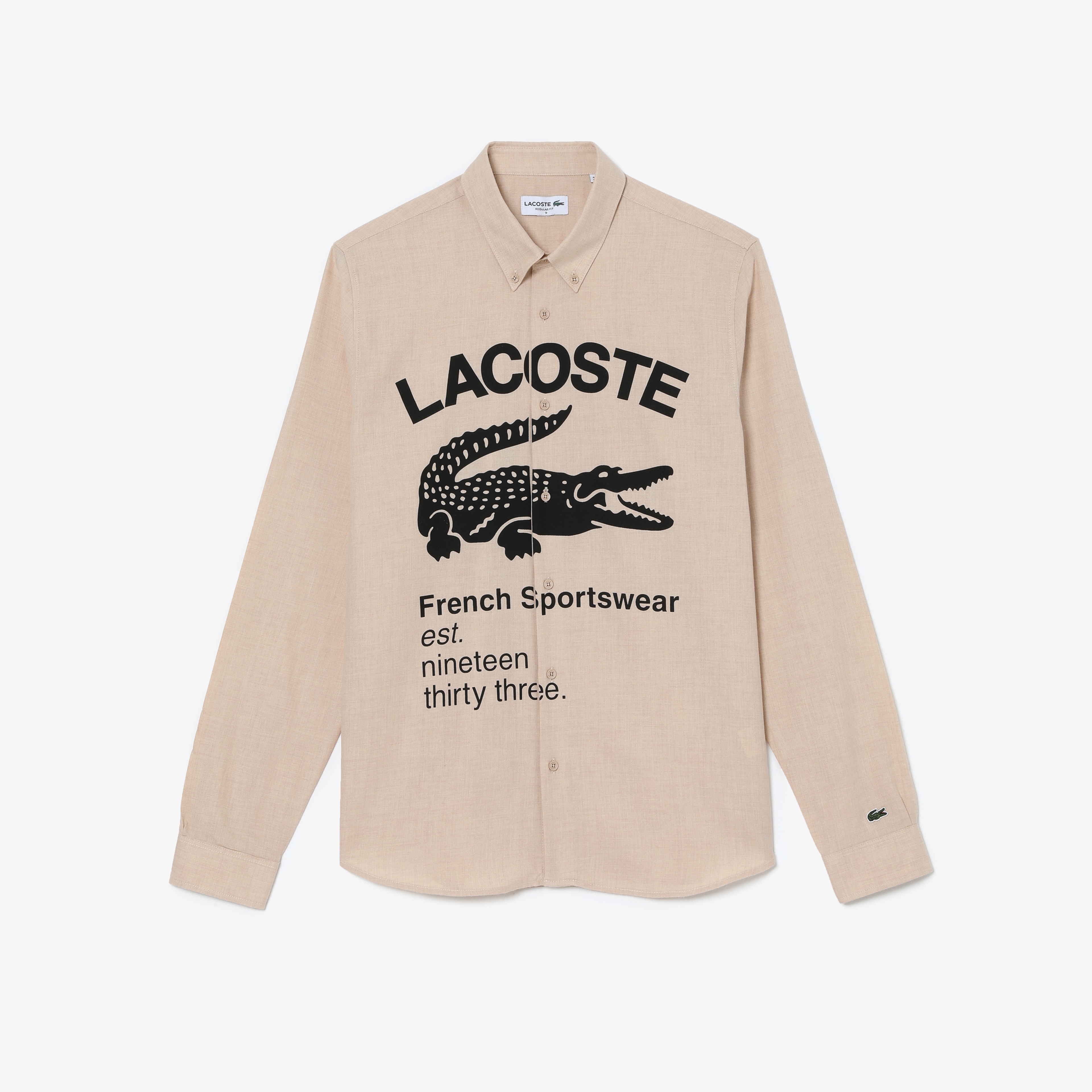 Lacoste Holiday Erkek Regular Fit Baskılı Krem Gömlek