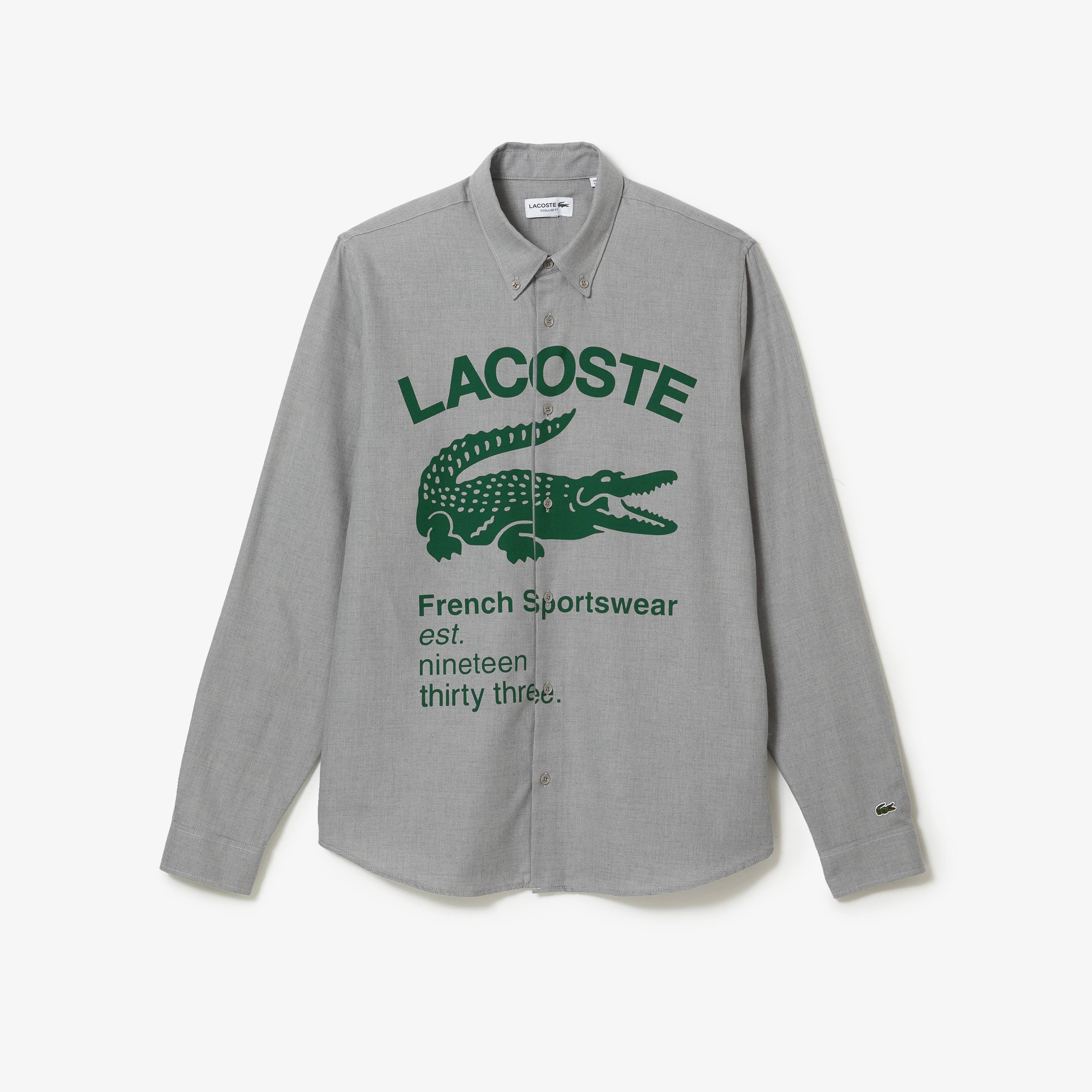 Lacoste Erkek Regular Fit Baskılı Gri Gömlek