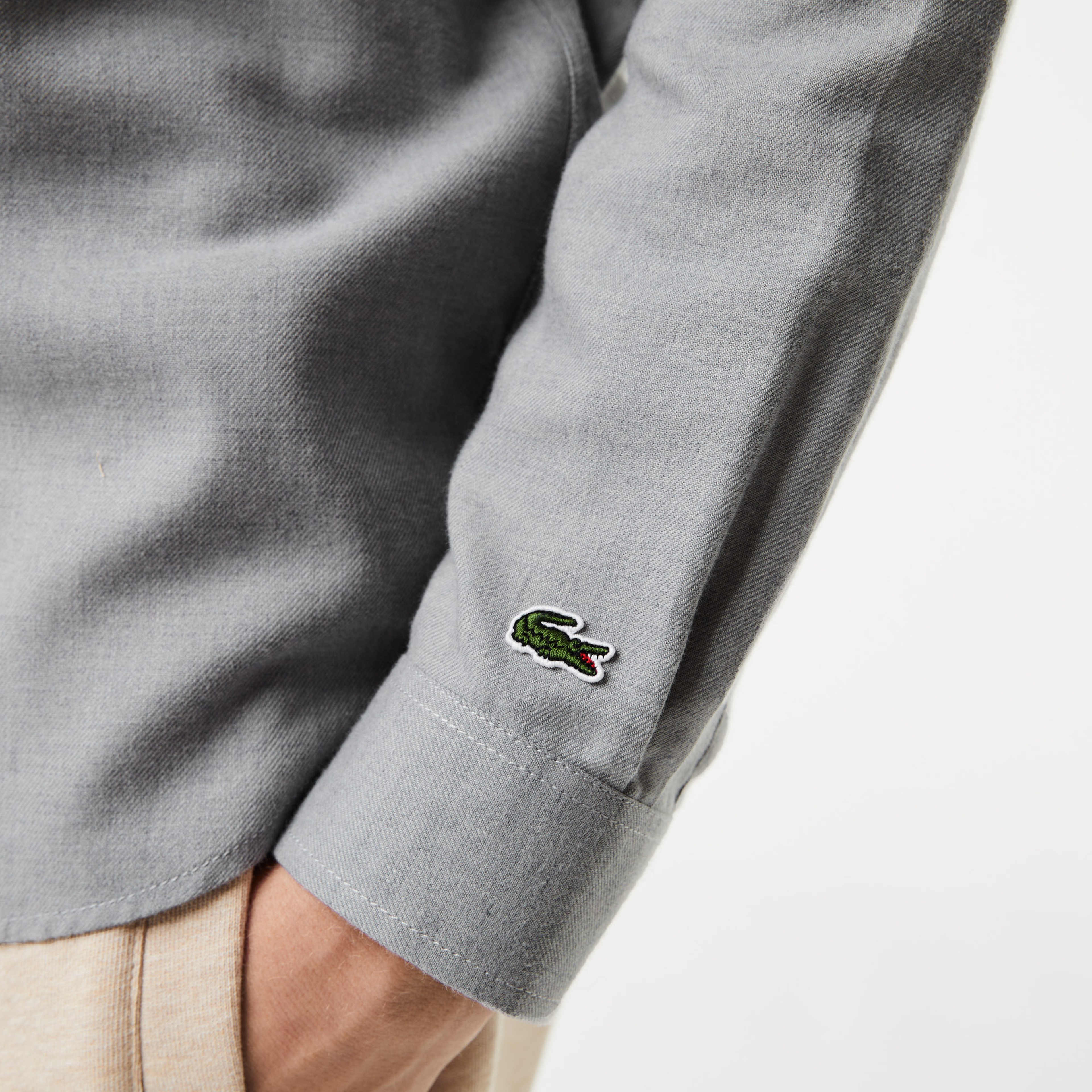 Lacoste Erkek Regular Fit Baskılı Gri Gömlek