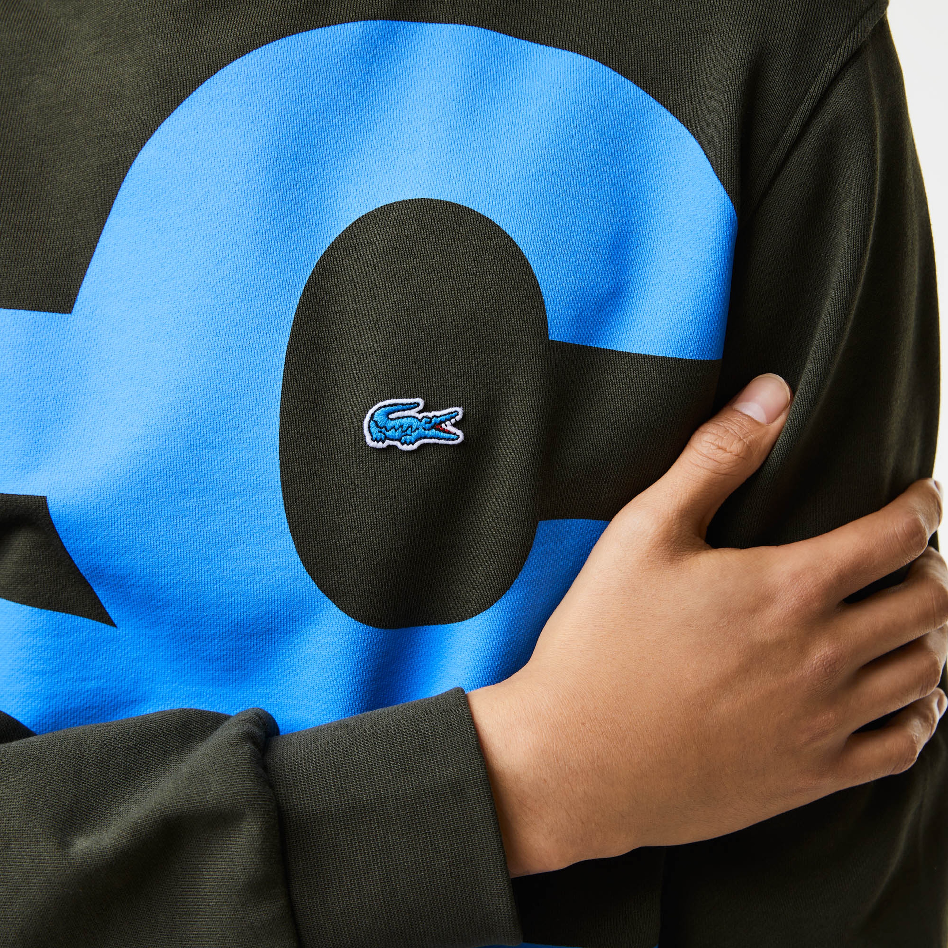 Lacoste Erkek Classic Fit Bisiklet Yaka Baskılı Yeşil Sweatshirt