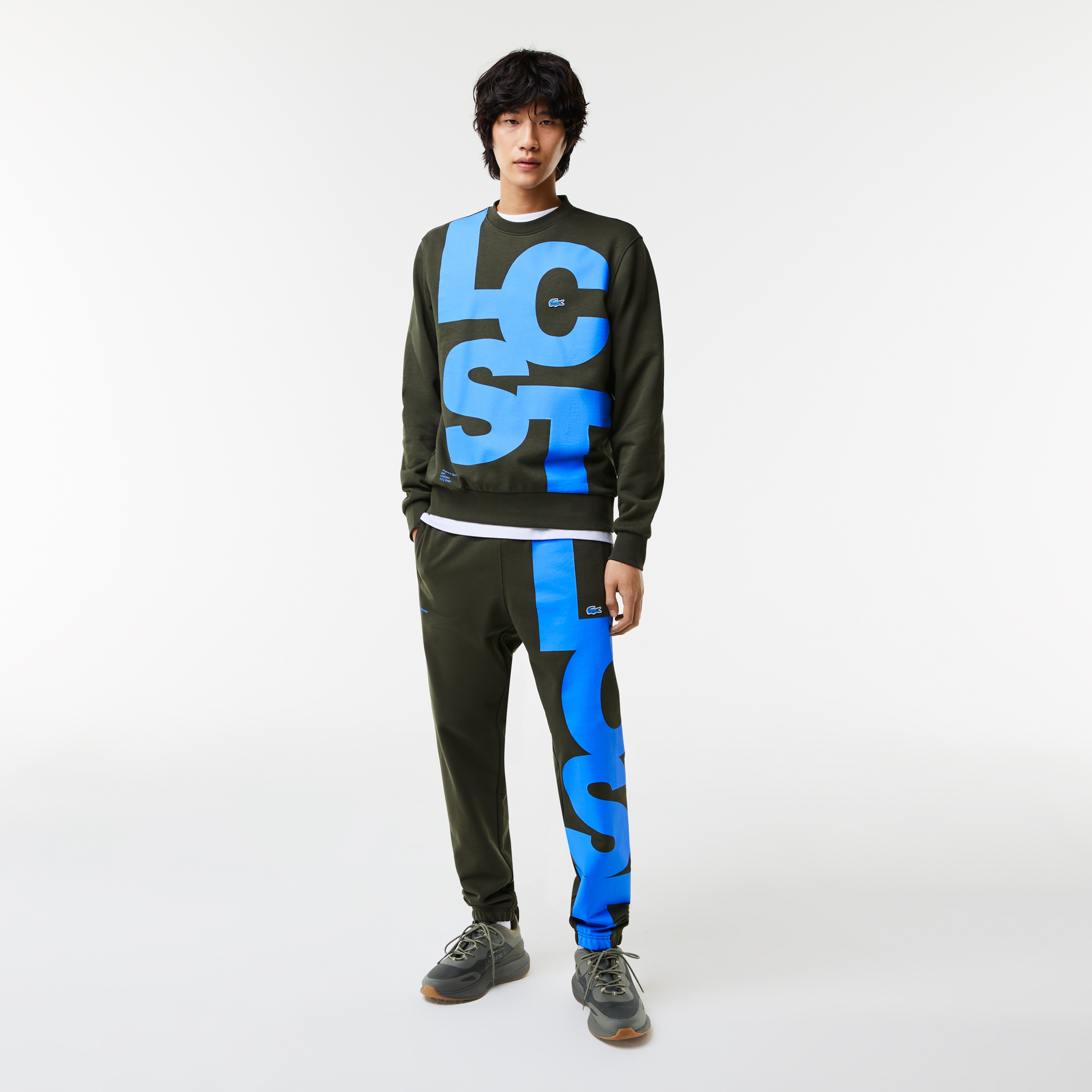 Lacoste Erkek Classic Fit Bisiklet Yaka Baskılı Yeşil Sweatshirt