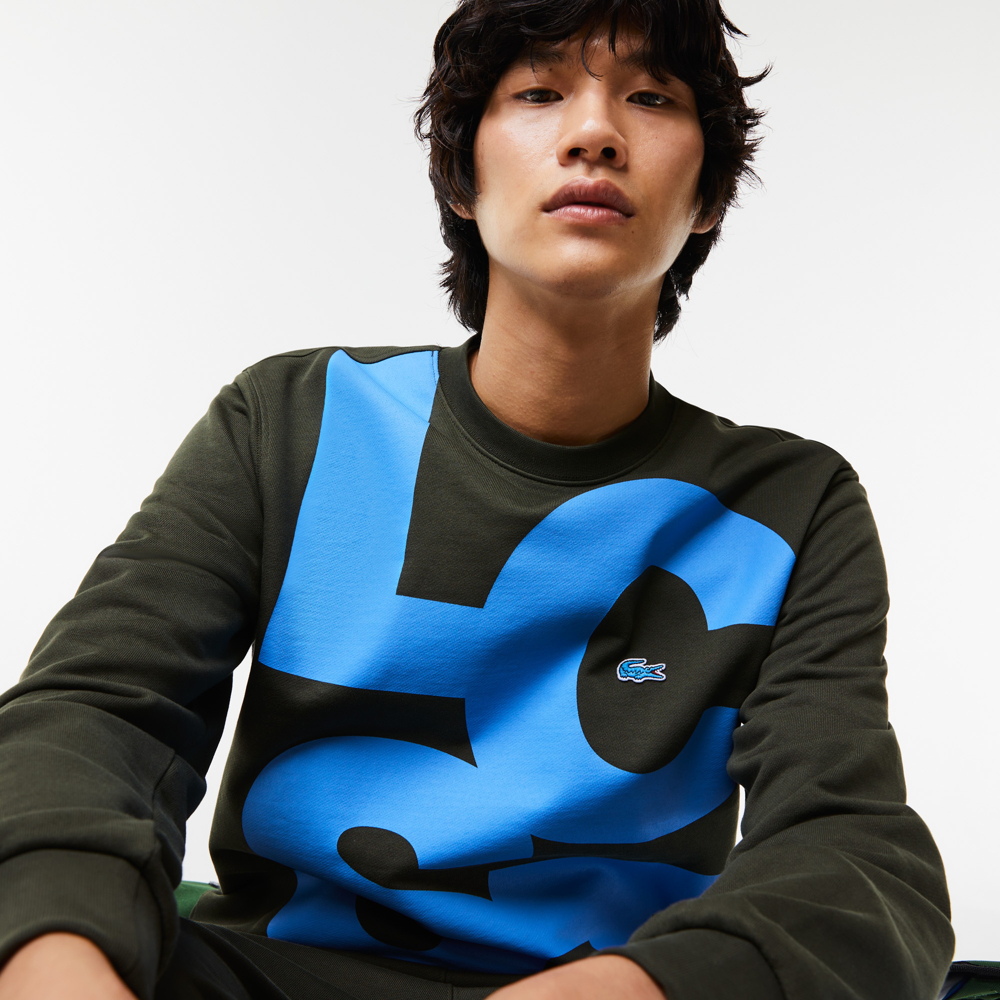 Lacoste Erkek Classic Fit Bisiklet Yaka Baskılı Yeşil Sweatshirt