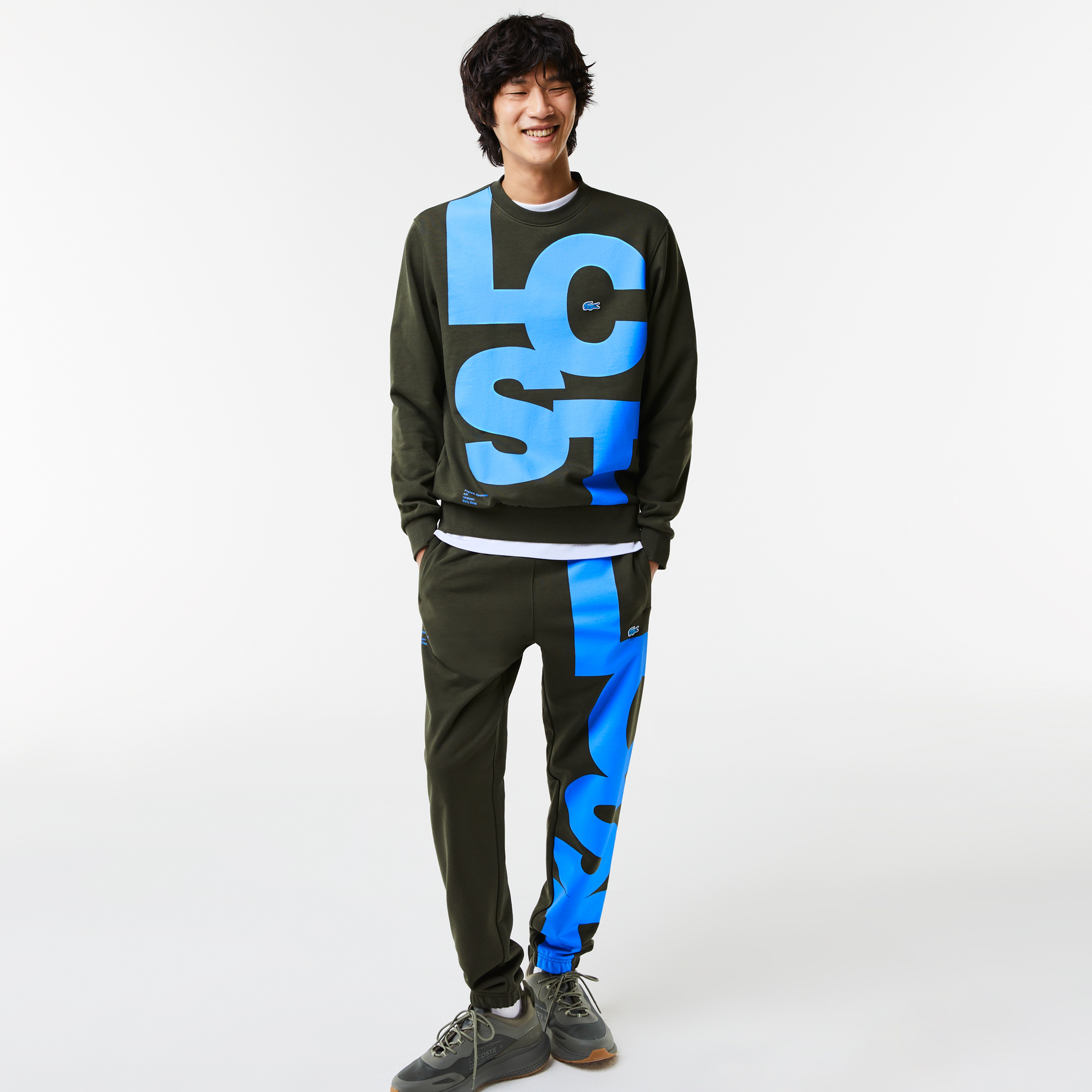 Lacoste Erkek Classic Fit Bisiklet Yaka Baskılı Yeşil Sweatshirt