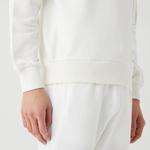 Unisex Relaxed Fit Kapüşonlu Baskılı Beyaz Sweatshirt