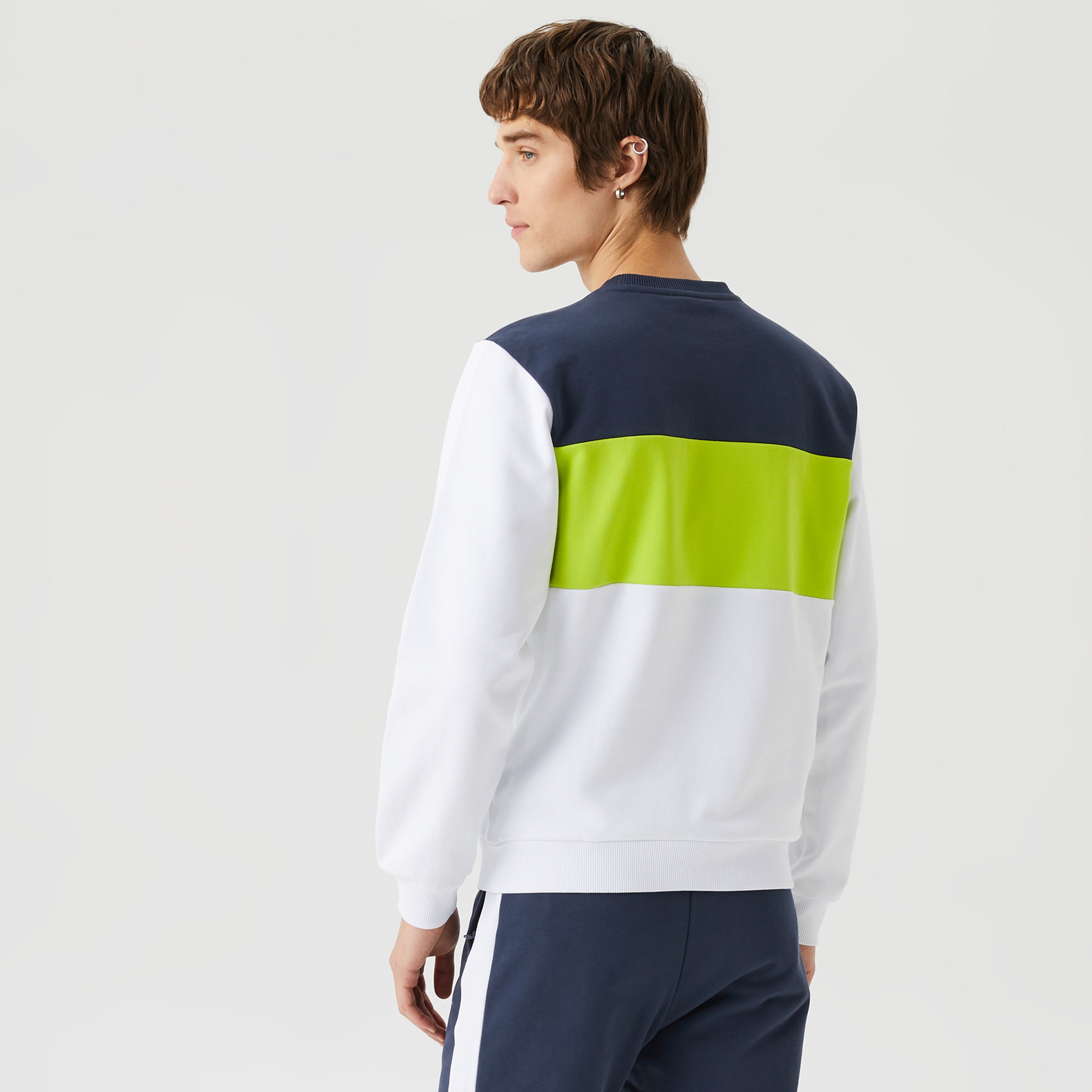 Erkek Relaxed Fit Bisiklet Yaka Baskılı Lacivert Sweatshirt