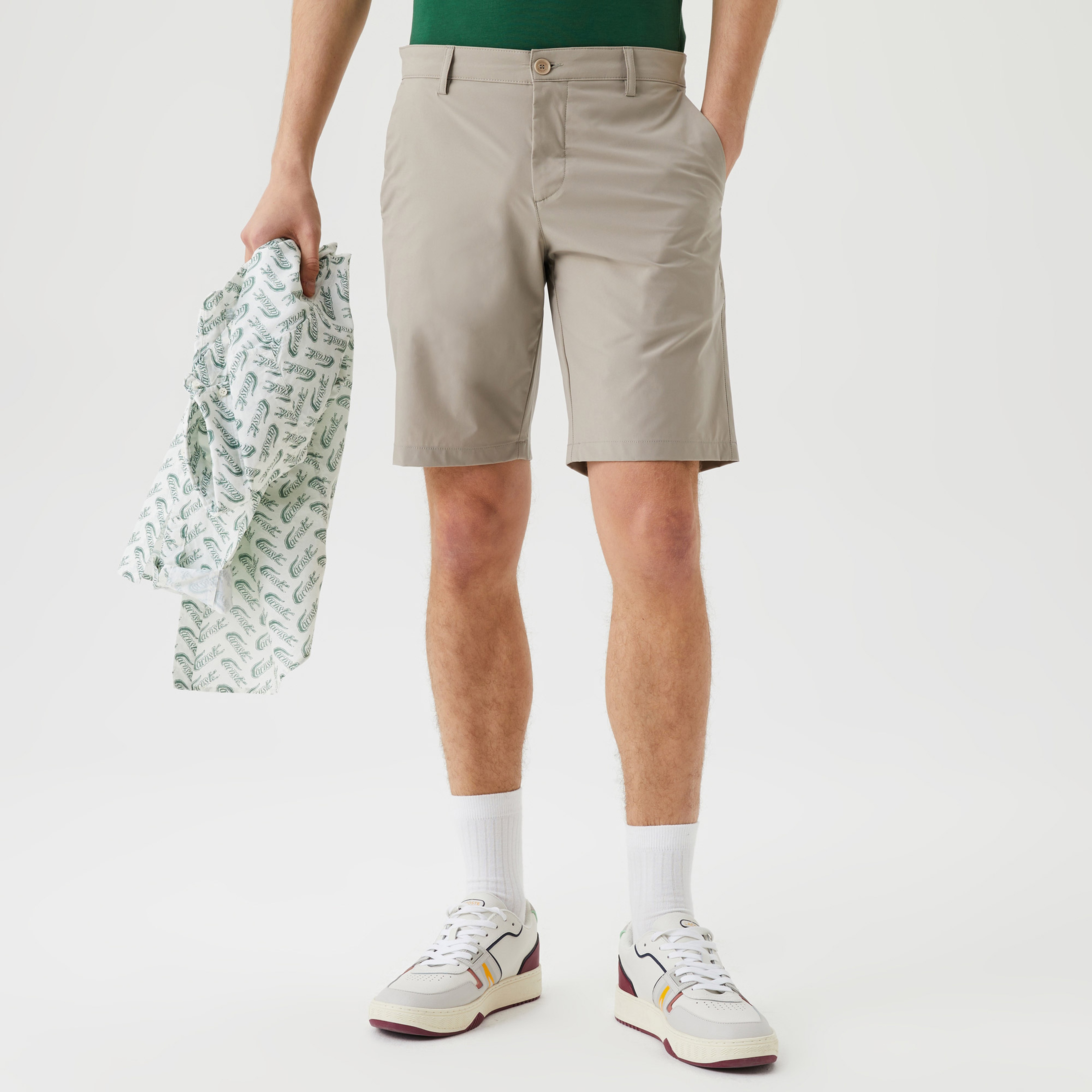 Erkek Slim Fit Gri Bermuda