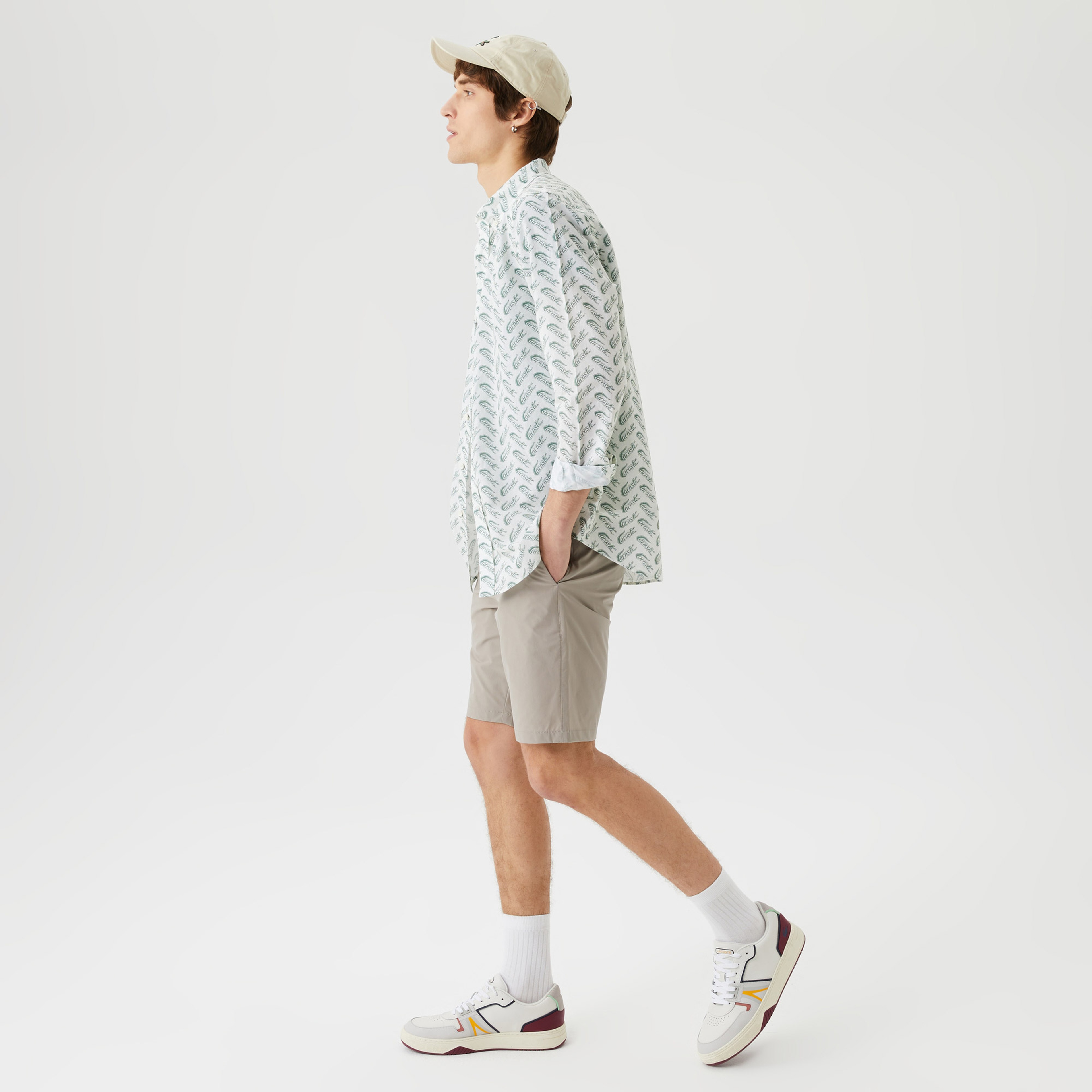 Erkek Slim Fit Gri Bermuda