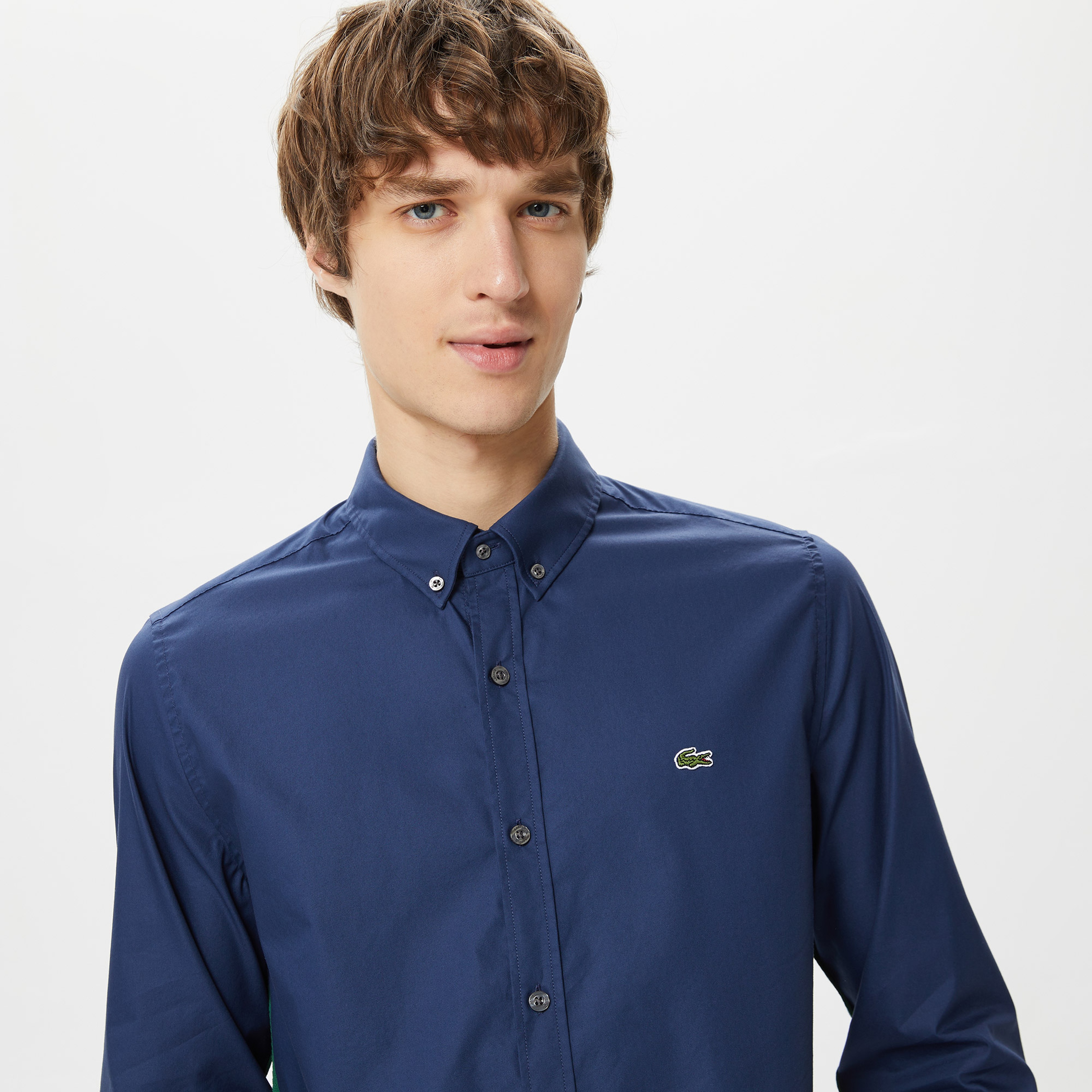 Lacoste Erkek Slim Fit Düğmeli Yaka Lacivert Gömlek