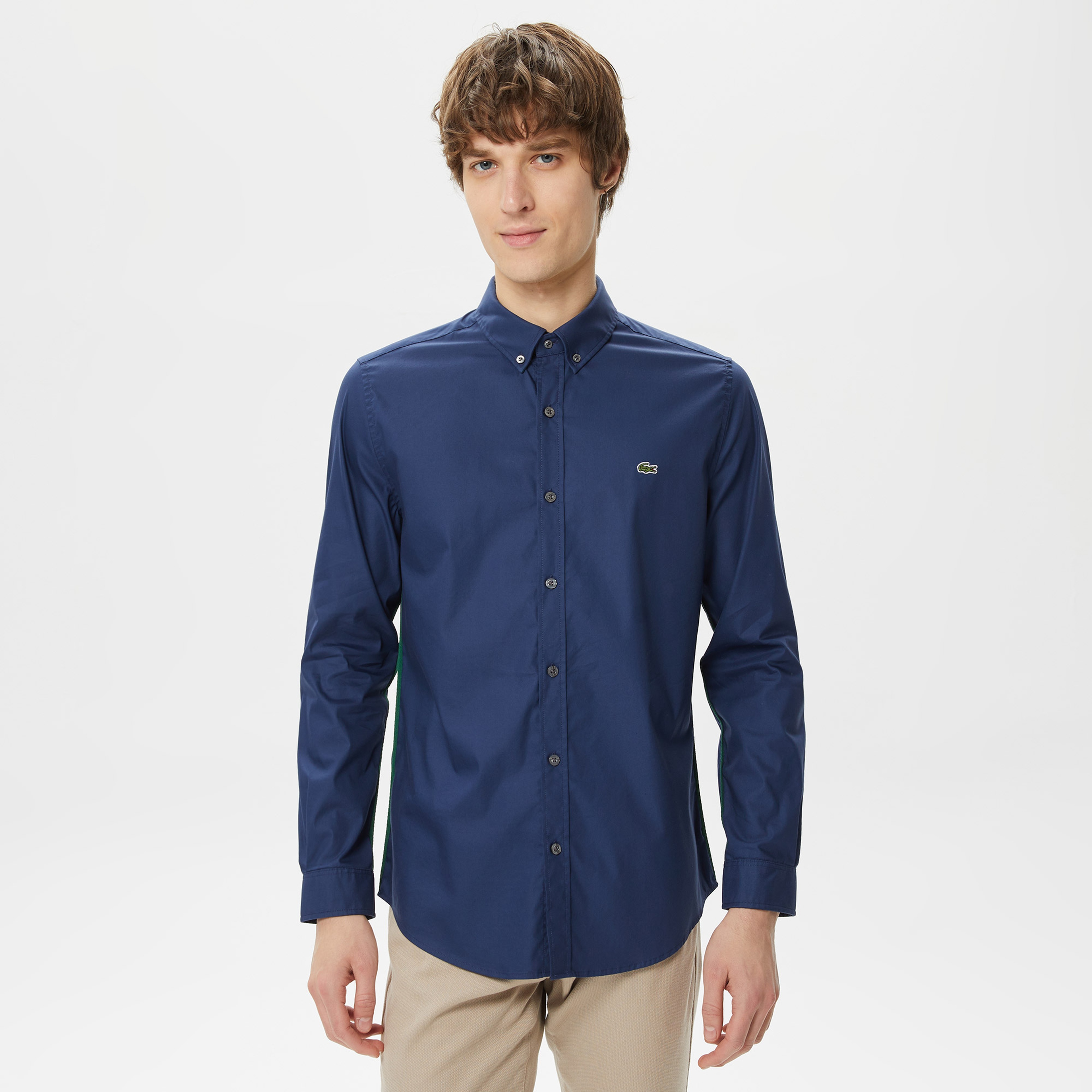 Lacoste Erkek Slim Fit Düğmeli Yaka Lacivert Gömlek