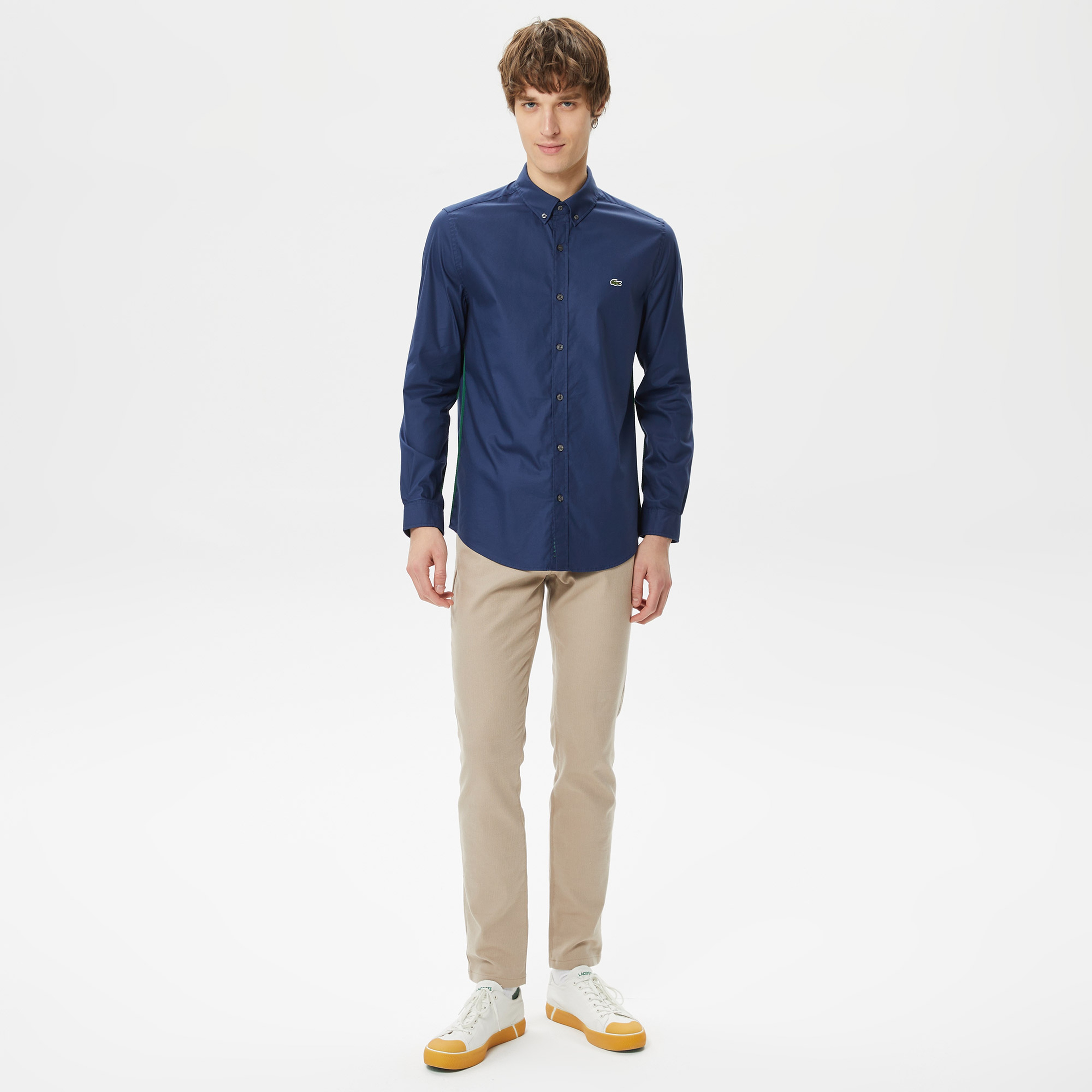 Lacoste Erkek Slim Fit Düğmeli Yaka Lacivert Gömlek