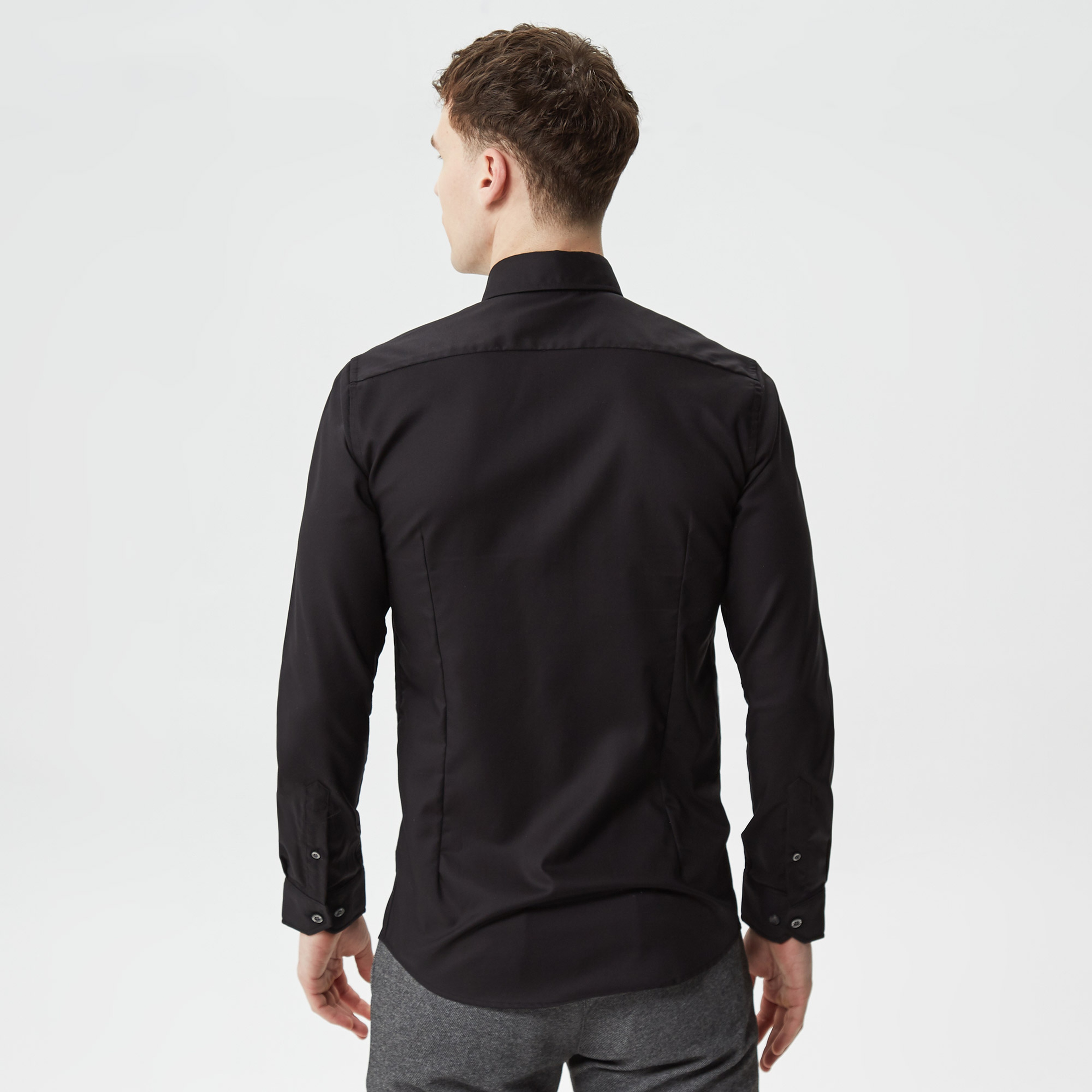 Erkek Slim Fit Siyah Gömlek