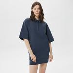 Kadın Loose Fit Kısa Kollu Polo Yaka Lacivert Elbise