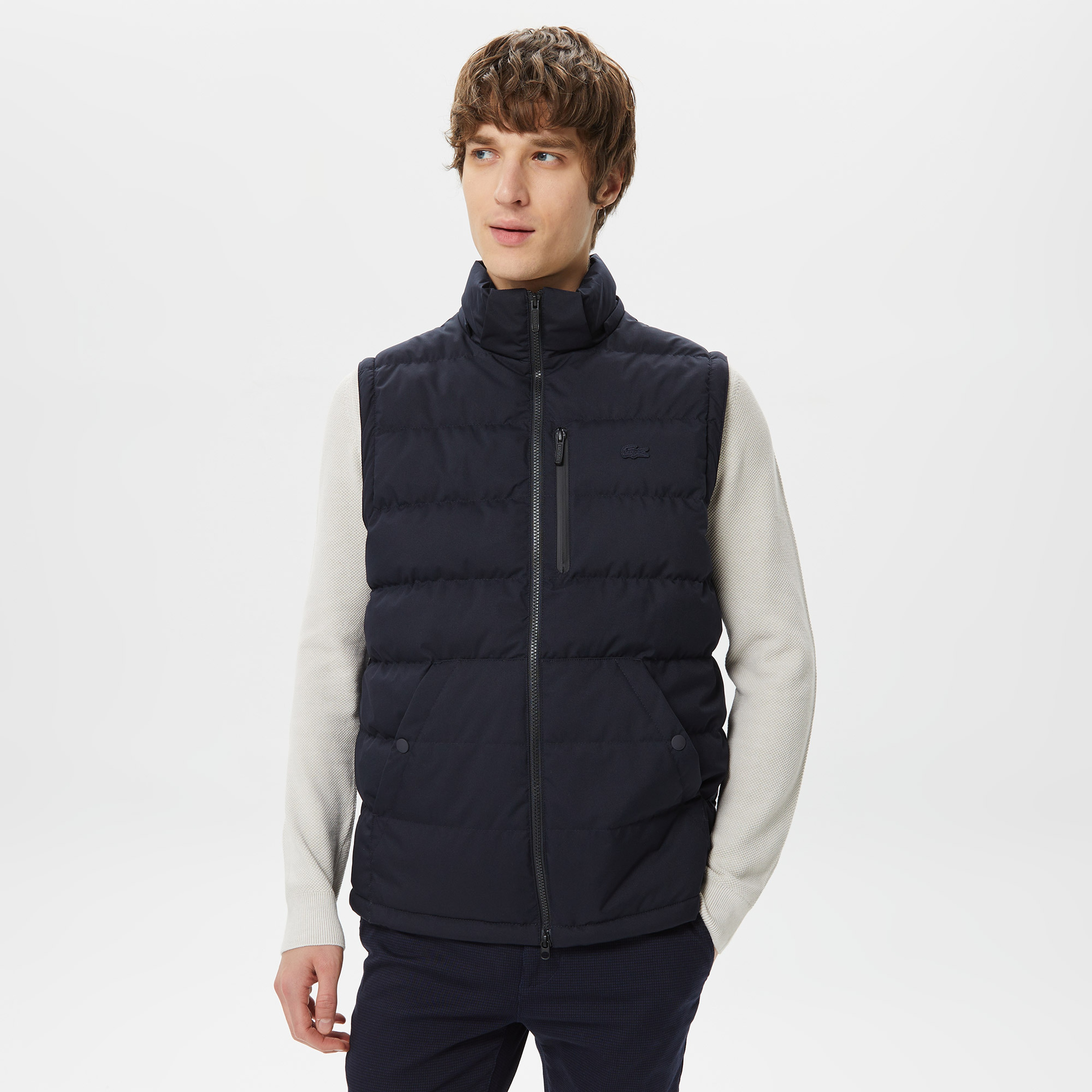 Erkek Kapüşonlu Kapitone Lacivert Mont