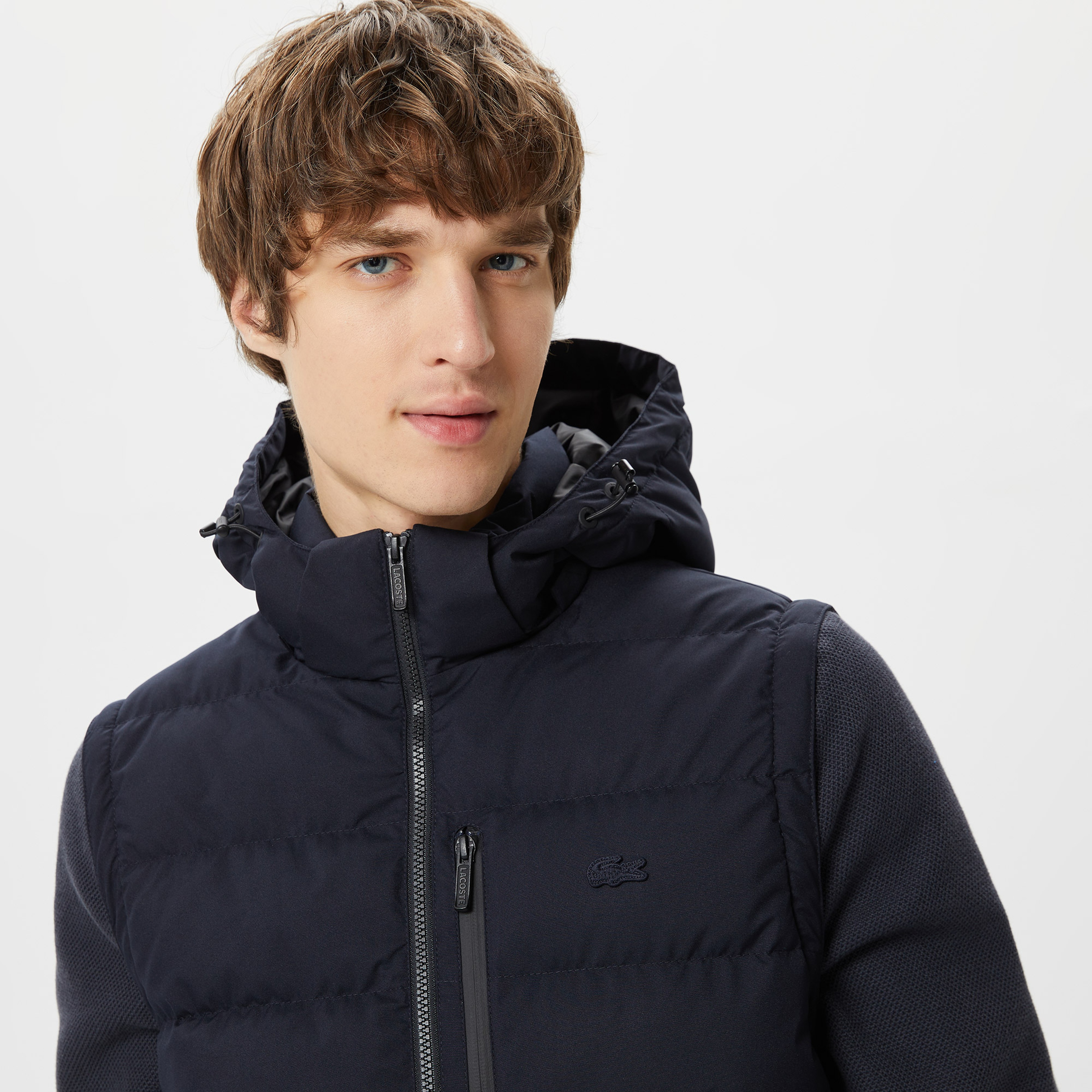 Erkek Kapüşonlu Kapitone Lacivert Mont