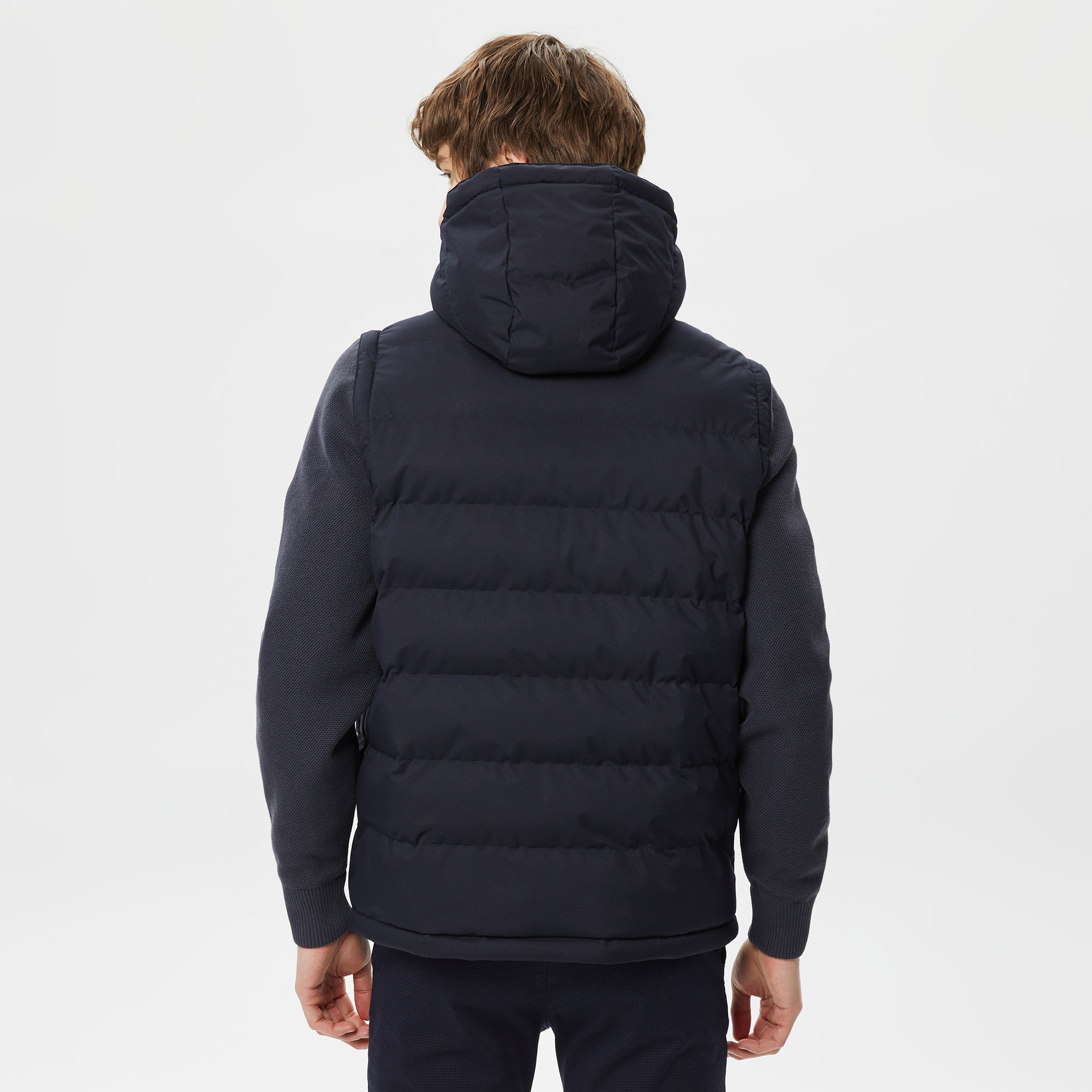 Erkek Kapüşonlu Kapitone Lacivert Mont