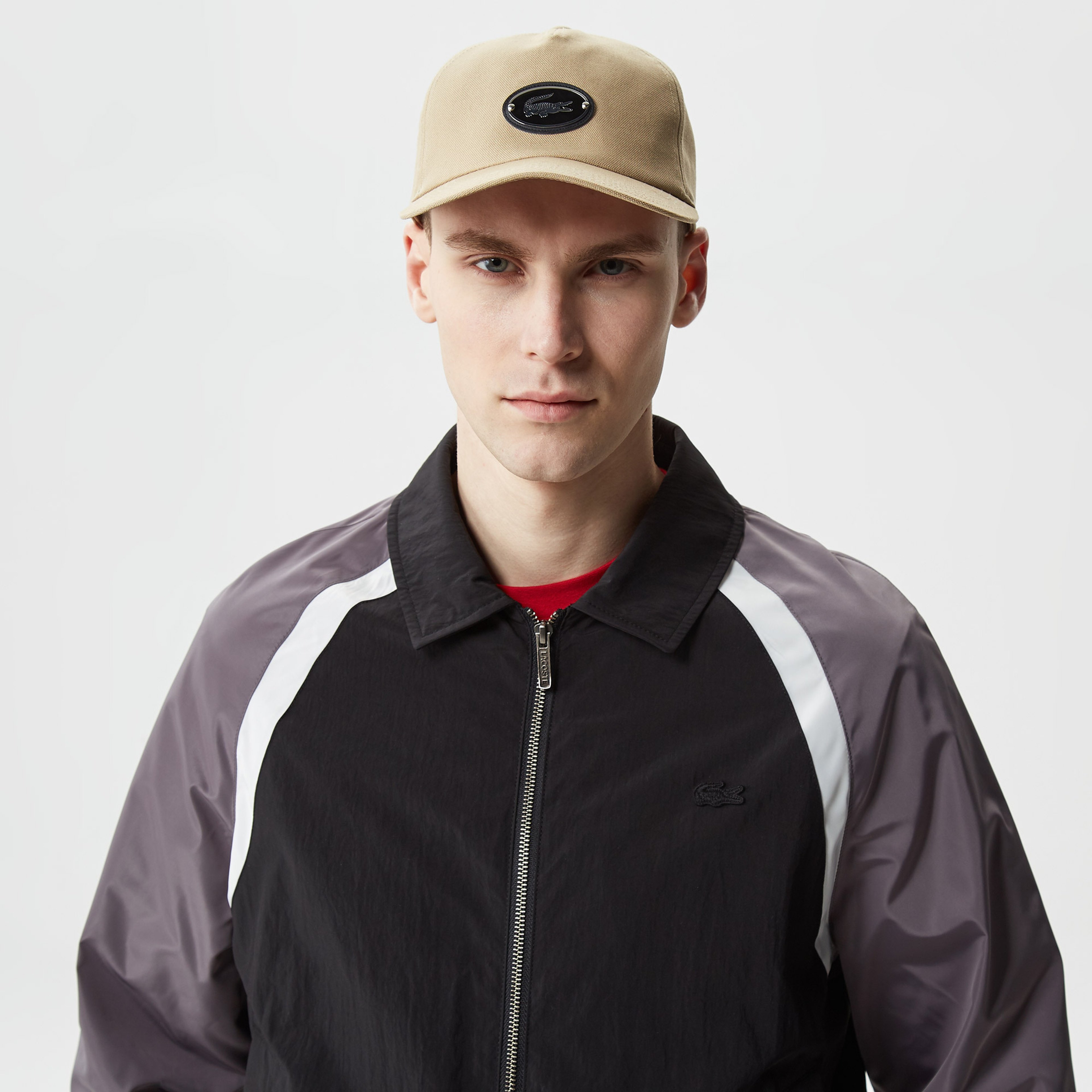 Erkek Gömlek Yaka Renk Bloklu Siyah Mont