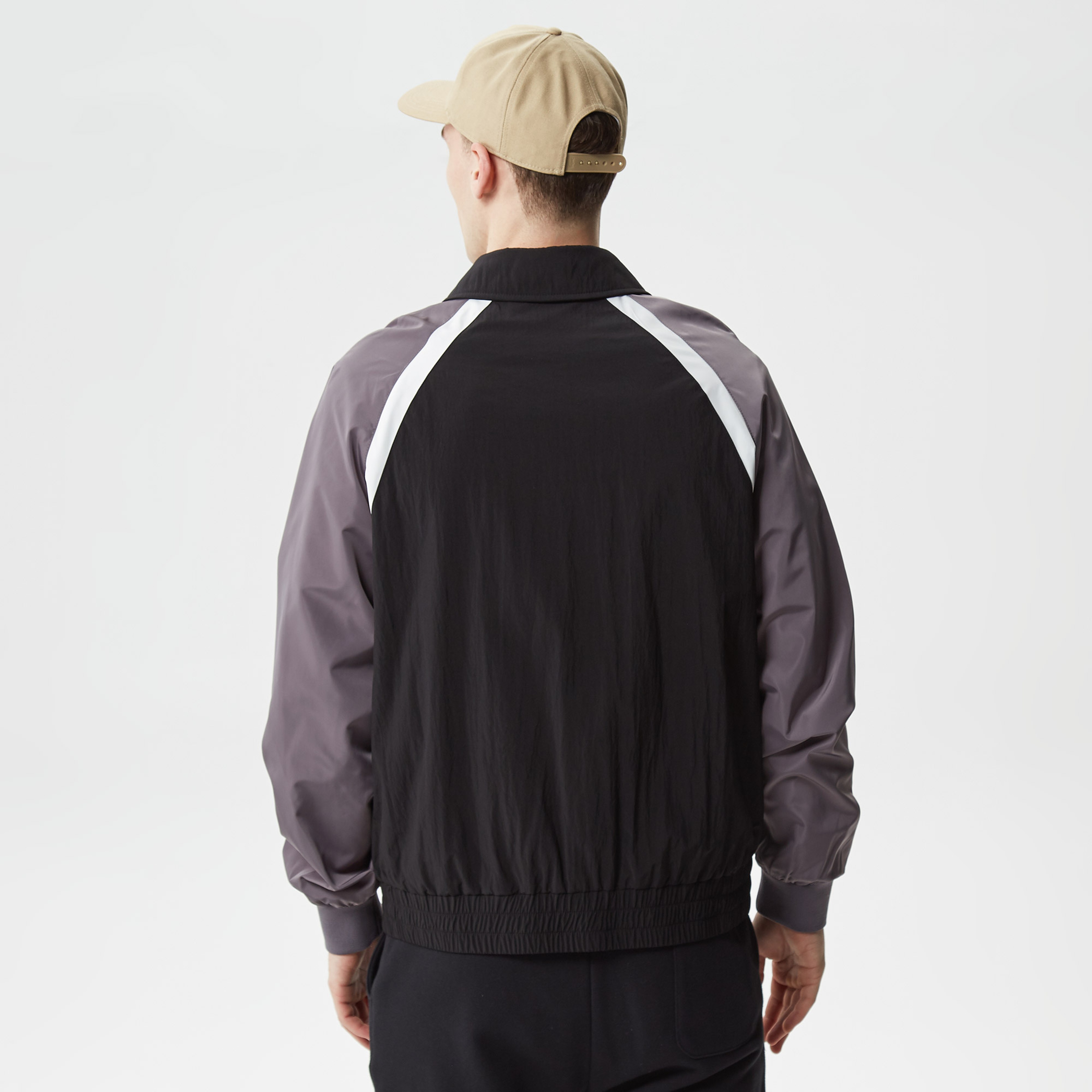 Erkek Gömlek Yaka Renk Bloklu Siyah Mont