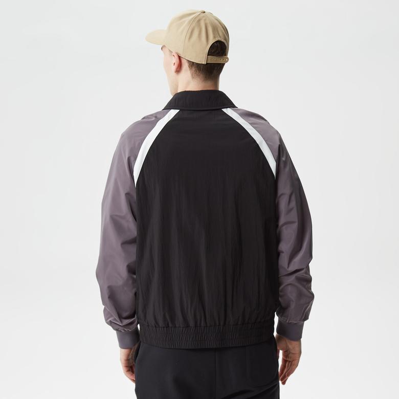 Erkek Gömlek Yaka Renk Bloklu Siyah Mont