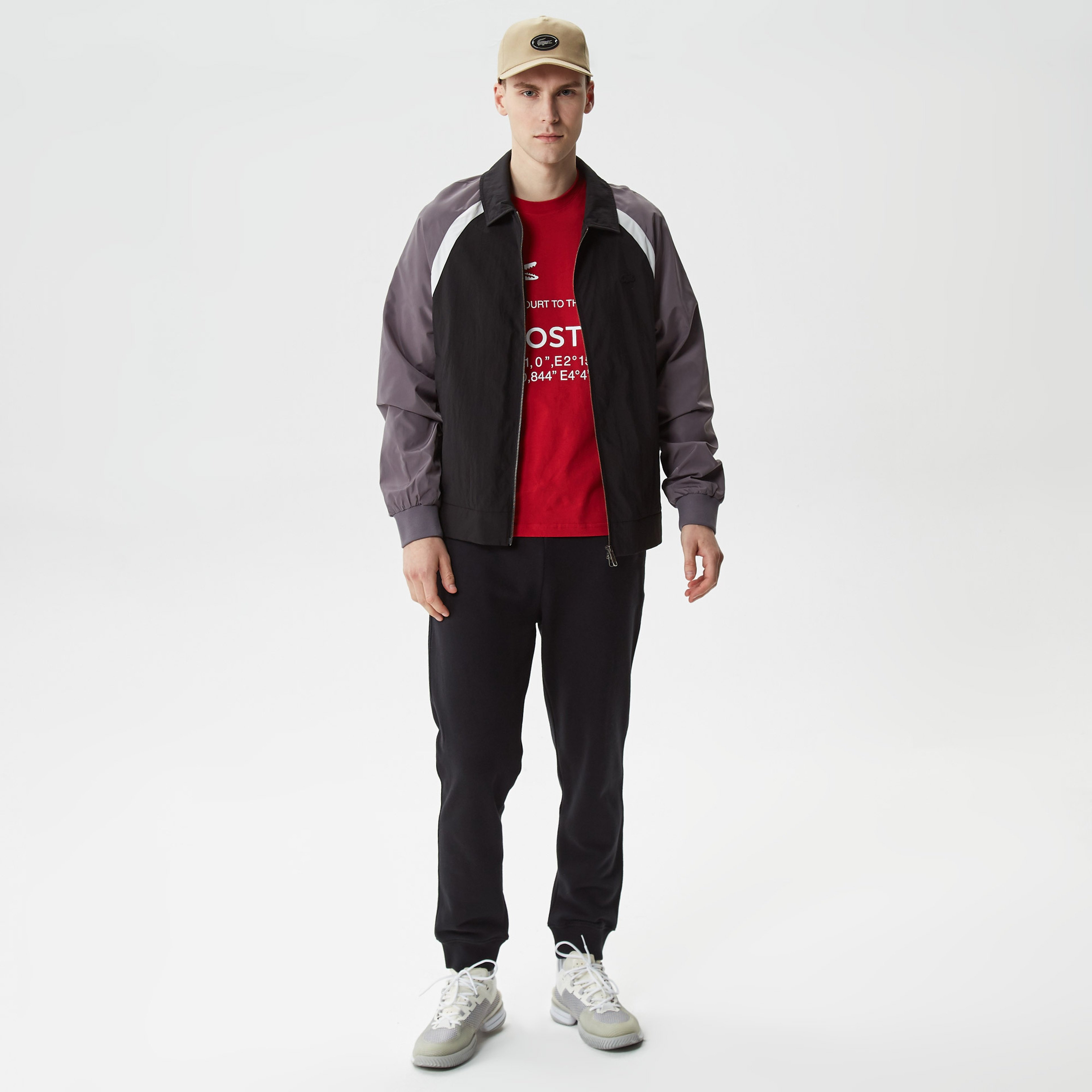 Erkek Gömlek Yaka Renk Bloklu Siyah Mont