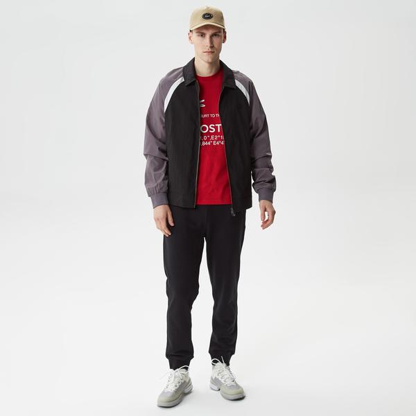 Erkek Gömlek Yaka Renk Bloklu Siyah Mont