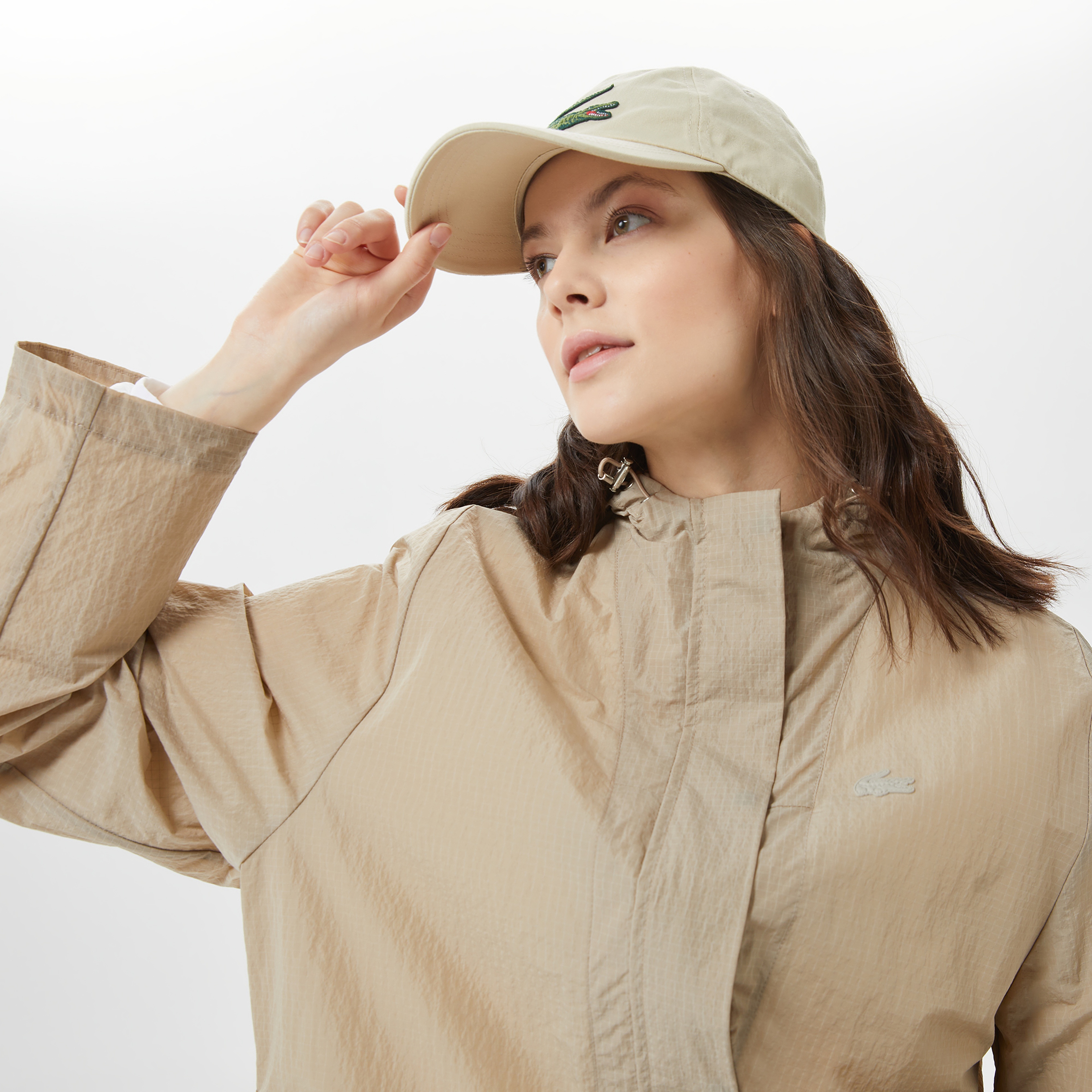 Kadın Kapüşonlu Bej Mont