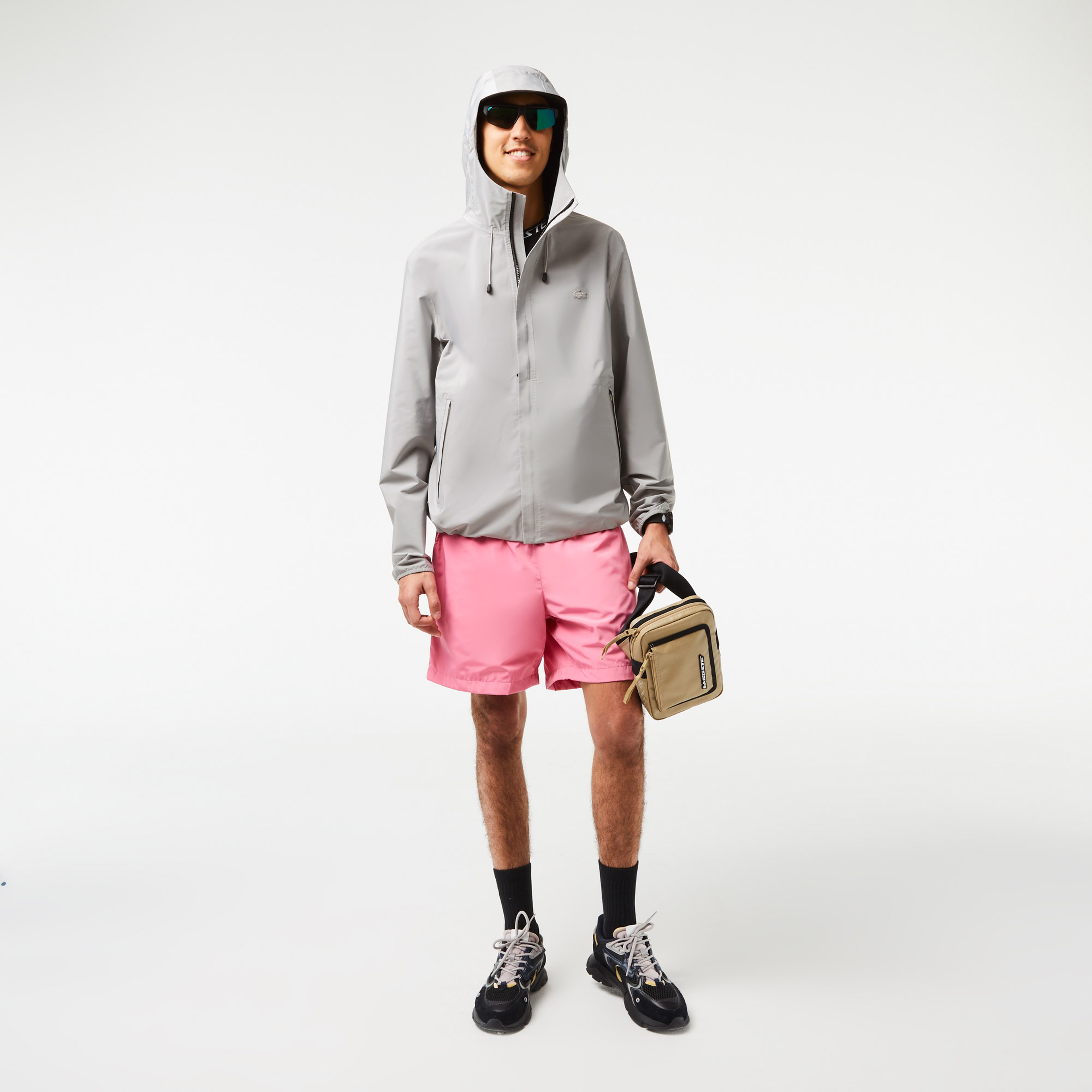 Erkek Kapüşonlu Gri Mont