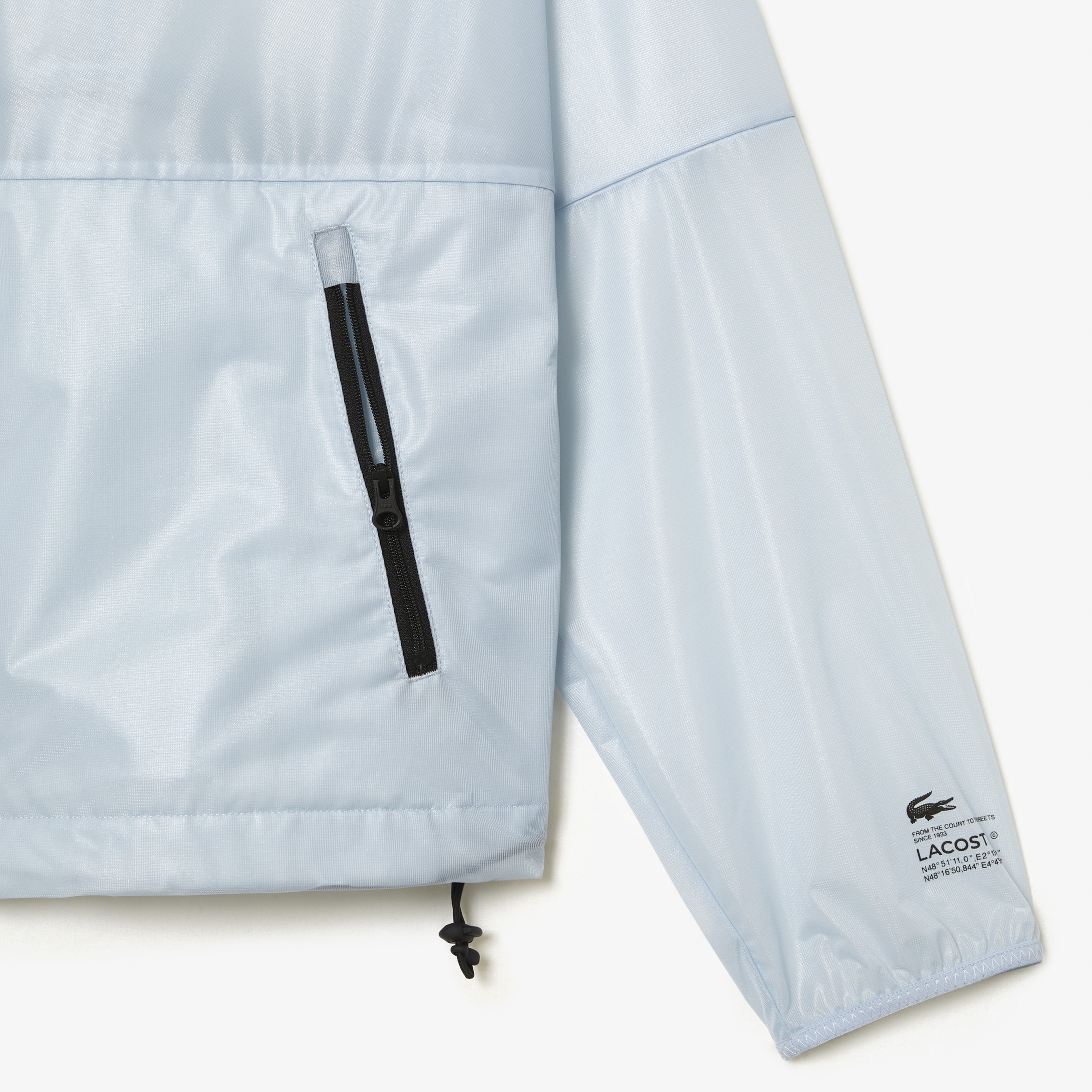 Kadın Kapüşonlu Baskılı Mavi Rüzgarlık