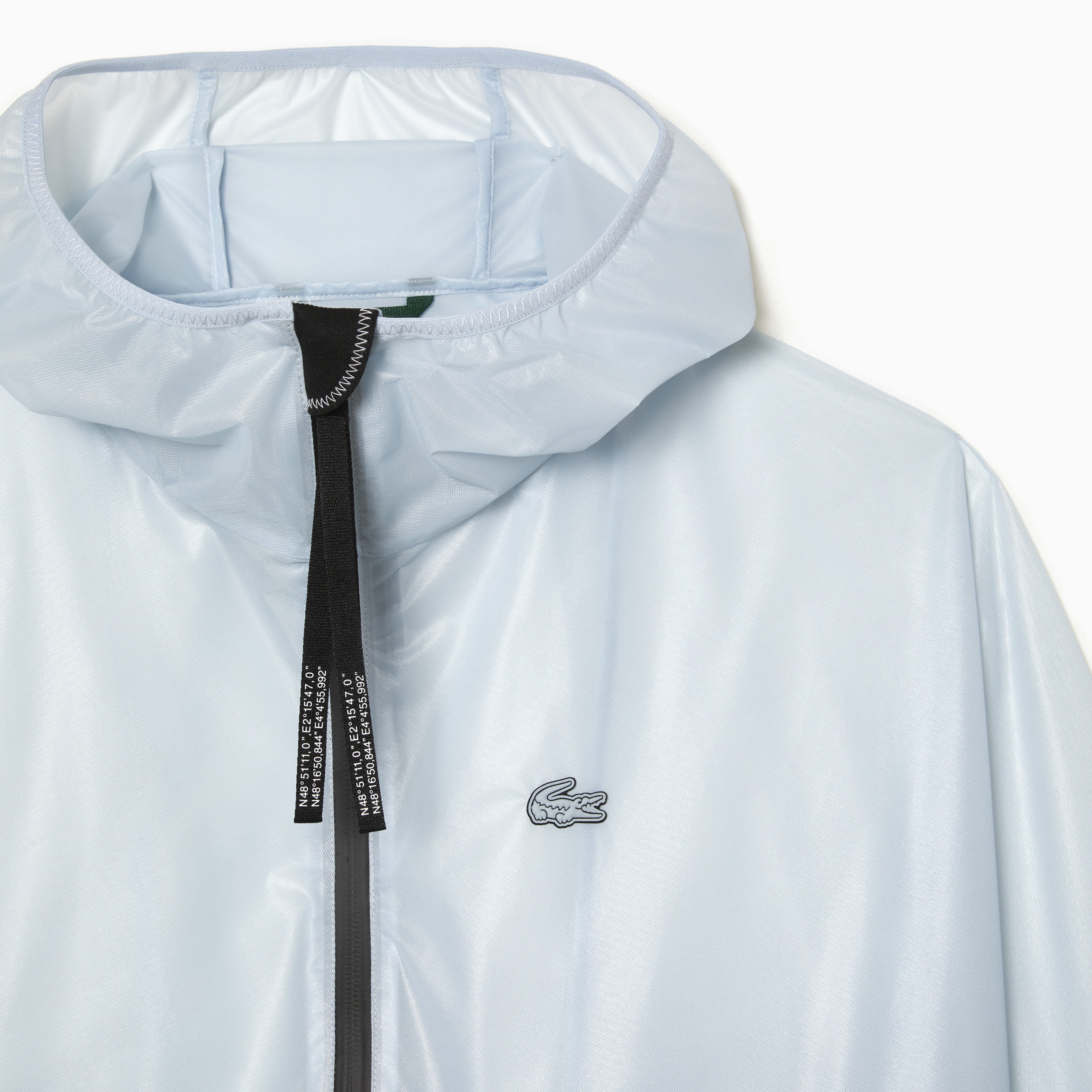 Kadın Kapüşonlu Baskılı Mavi Rüzgarlık