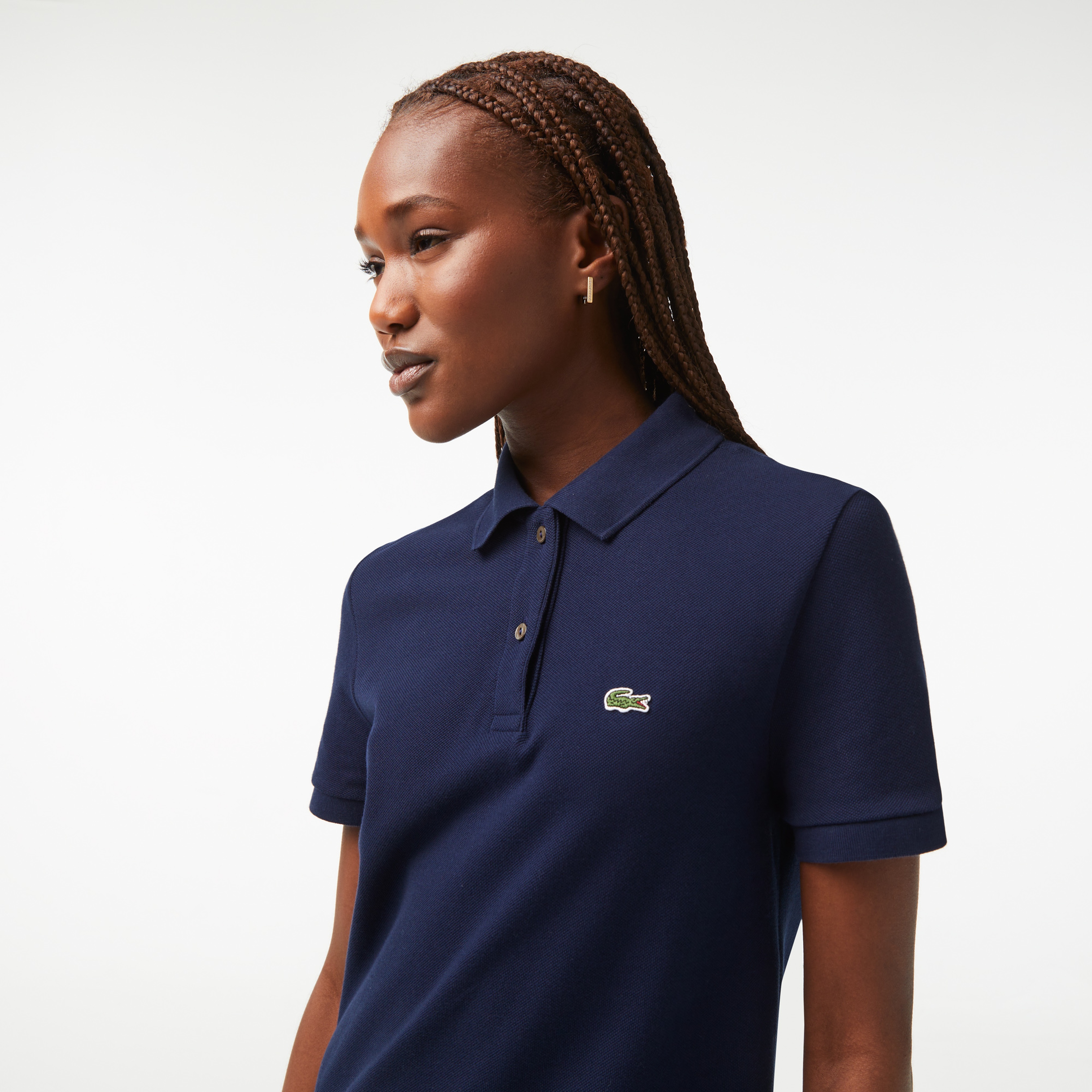 Kadın Straight Fit Polo Yaka Lacivert Elbise