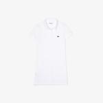 Kız Çocuk Kısa Kollu Polo Yaka Beyaz Elbise