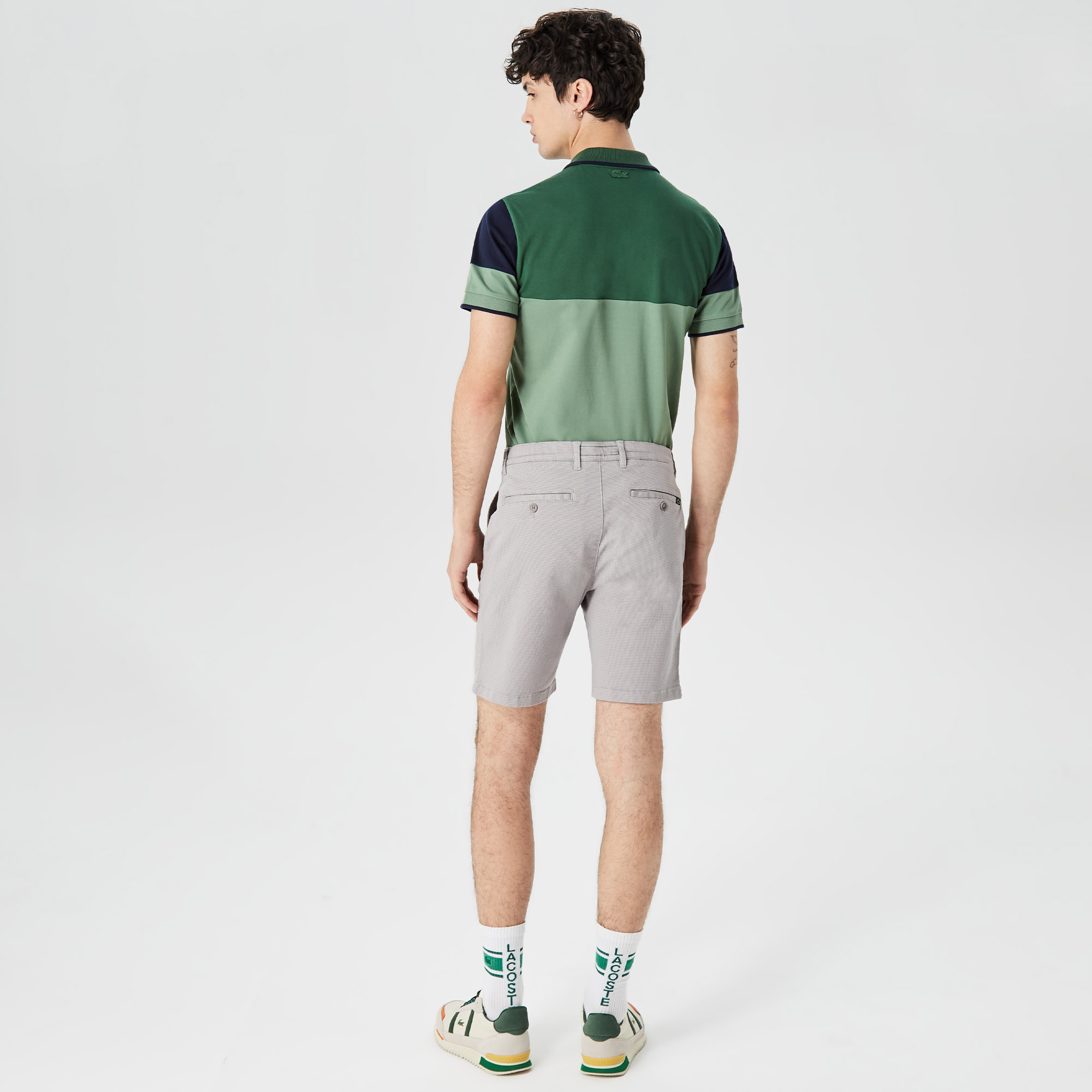 Erkek Slim Fit Desenli Gri Bermuda