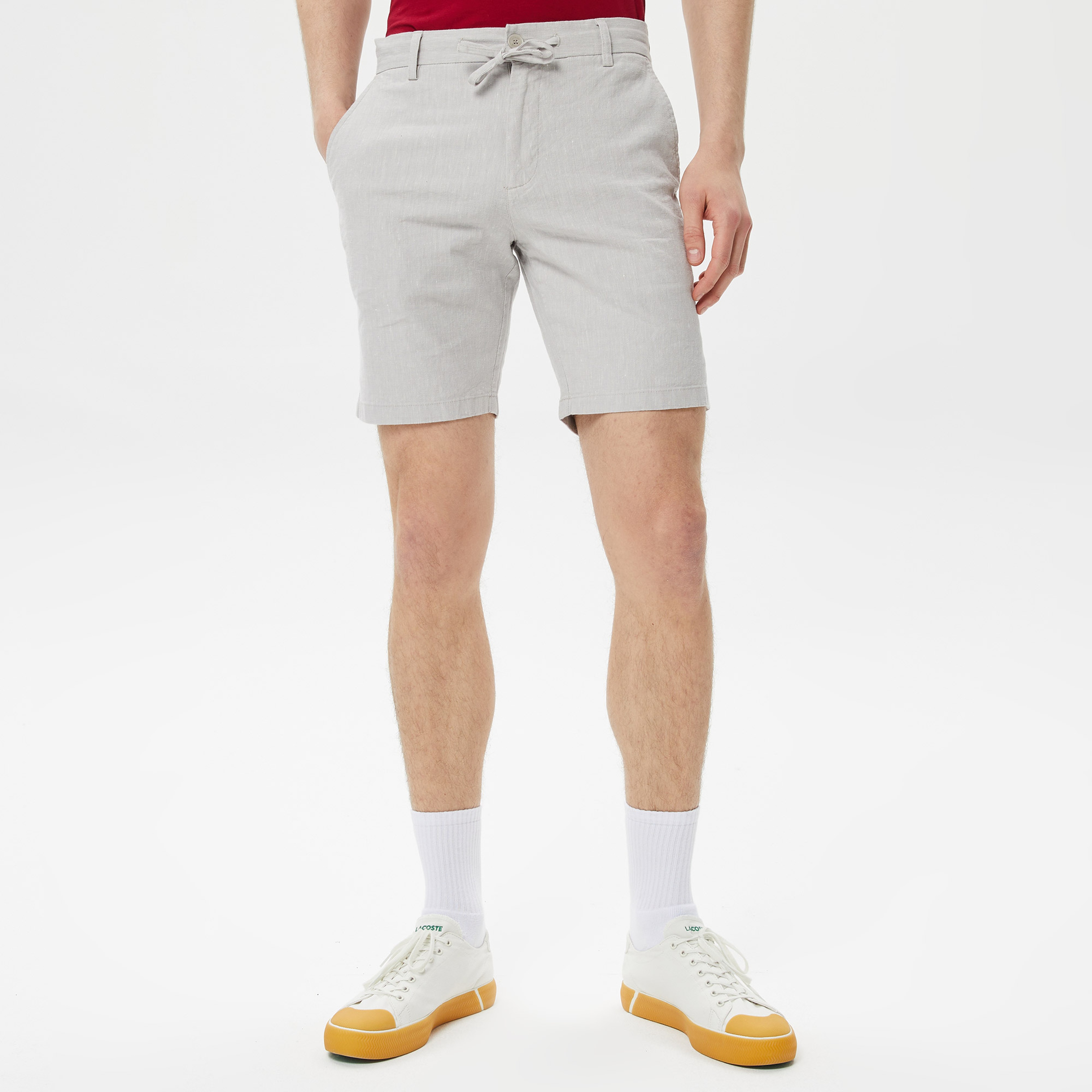 Erkek Regular Fit Gri Bermuda