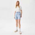 Kadın Loose Fit Denim Açık Mavi Bermuda