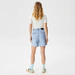 Kadın Loose Fit Denim Açık Mavi Bermuda