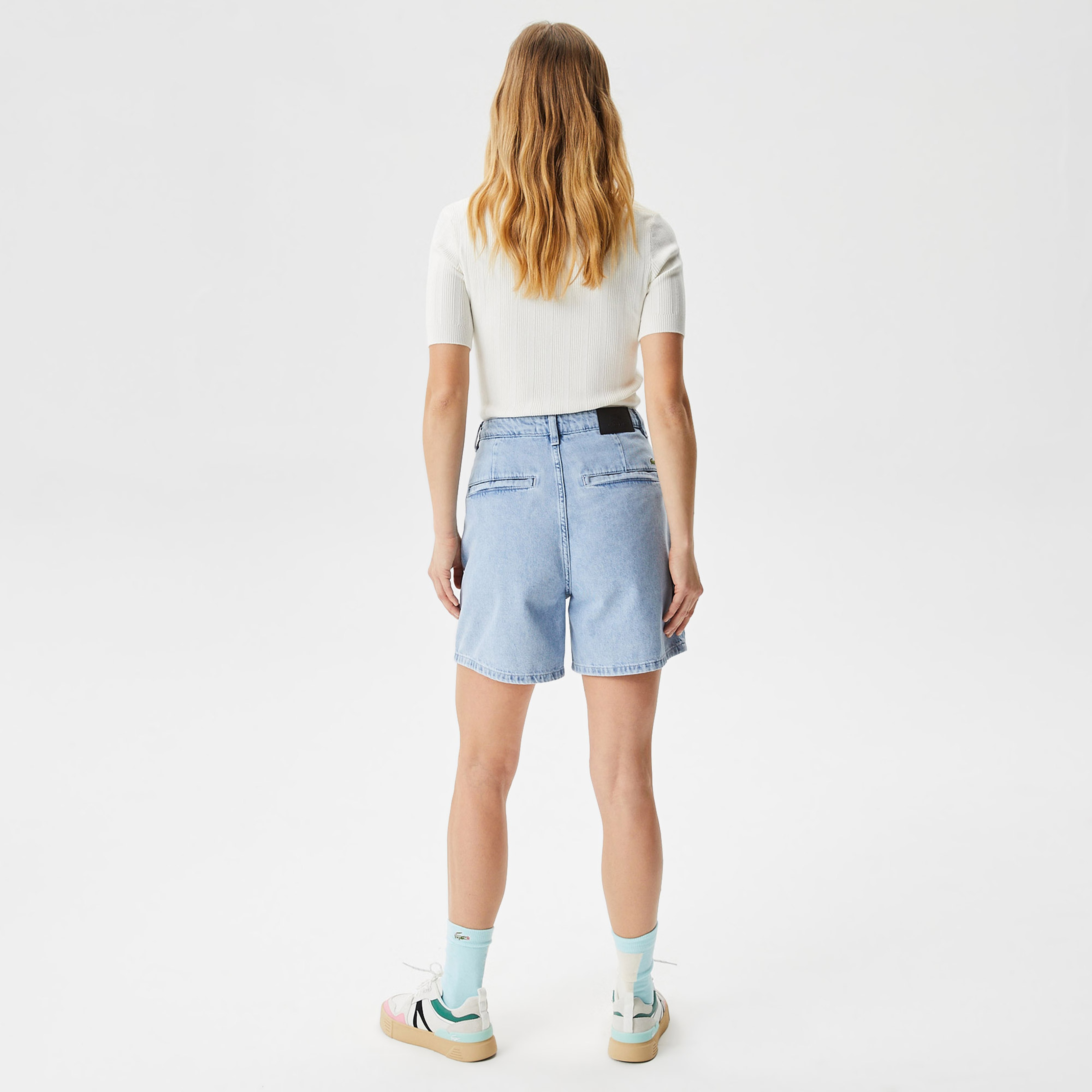 Kadın Loose Fit Denim Açık Mavi Bermuda