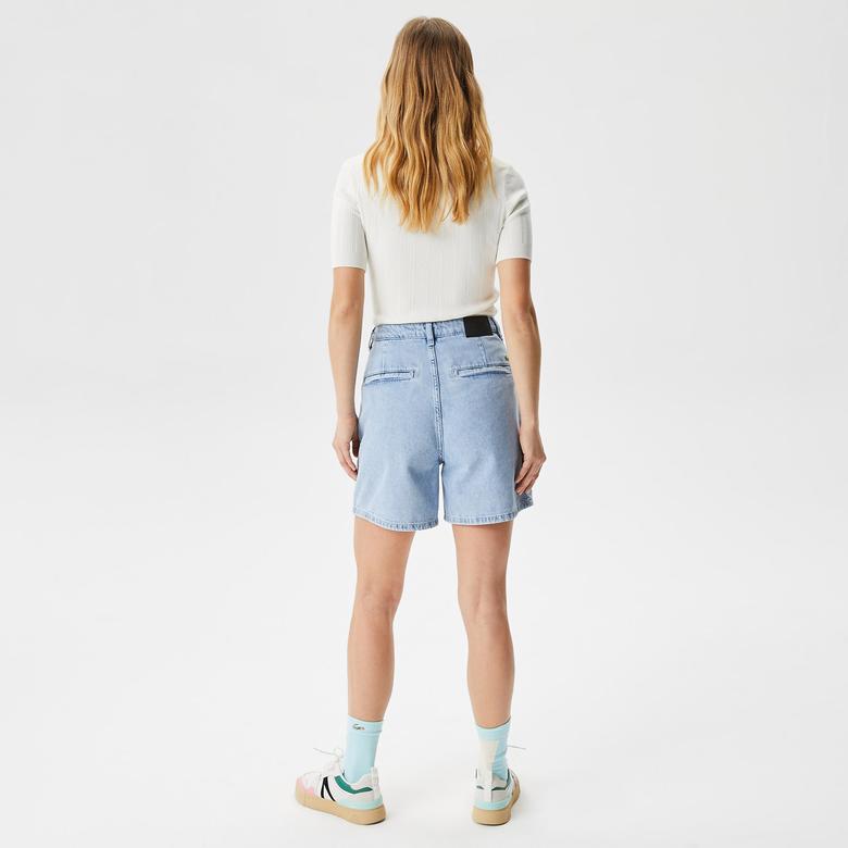 Kadın Loose Fit Denim Açık Mavi Bermuda